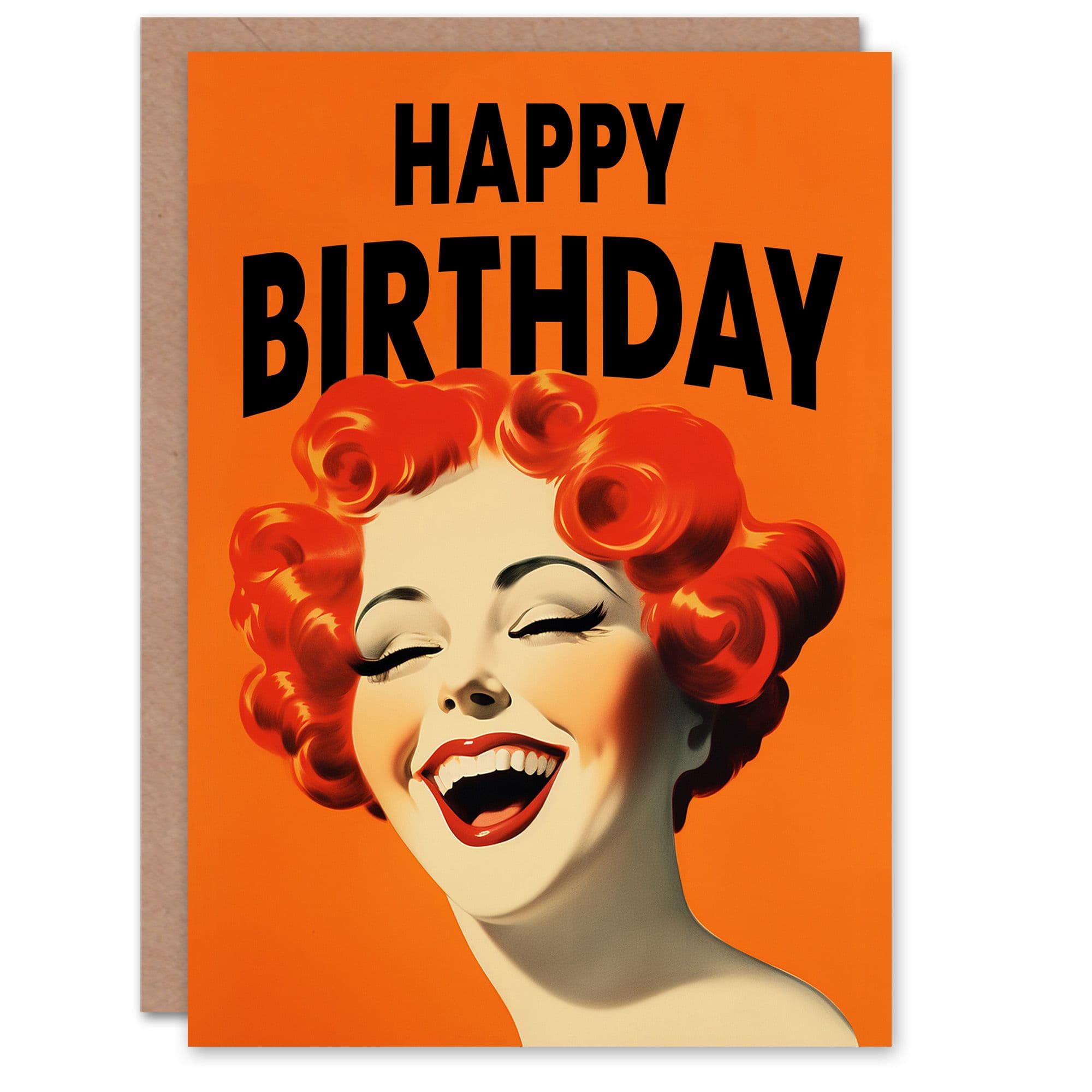 Birthday Greeting Card Happy Laughing Ginger Her