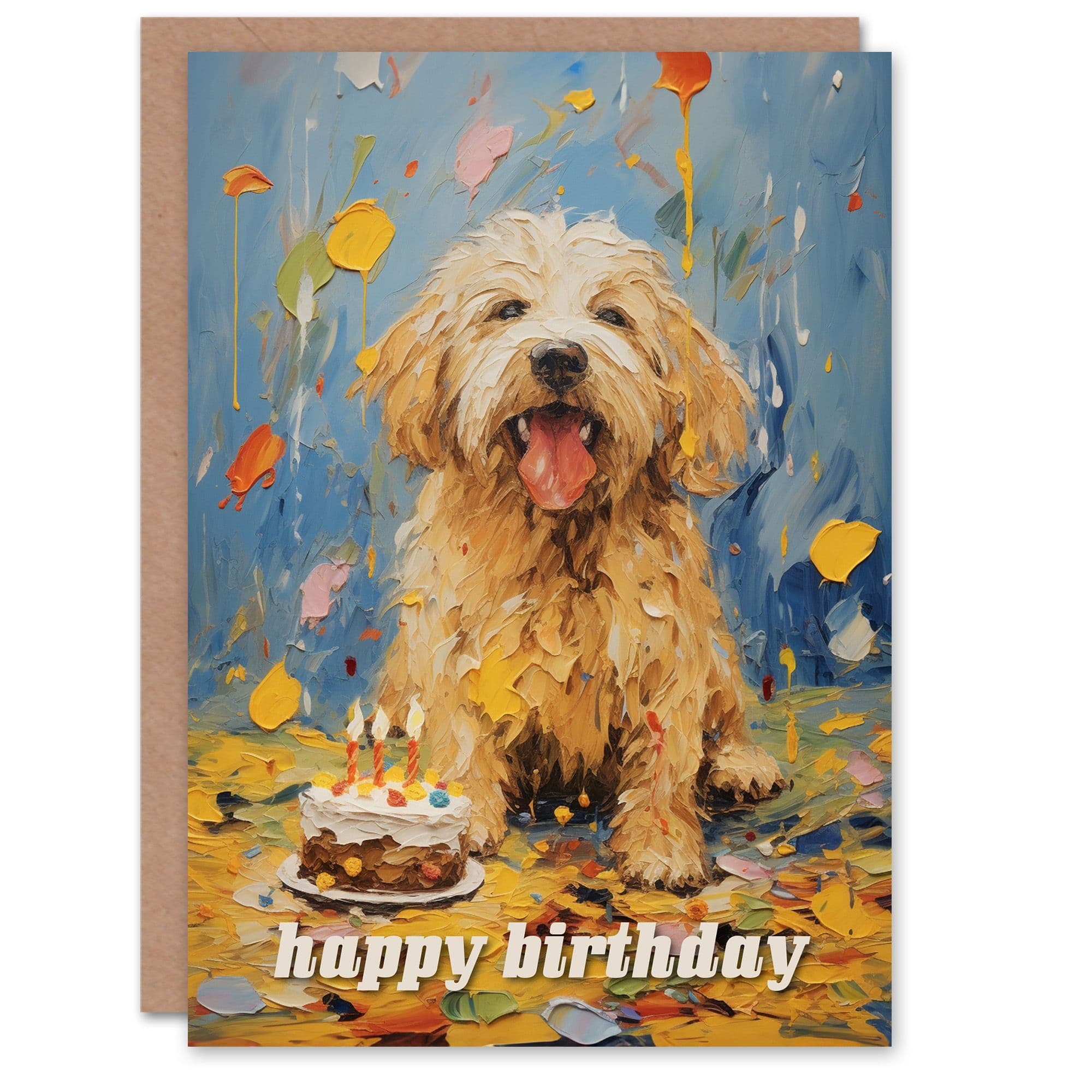 Birthday Greeting Card Dog Lover Puppy Cake Kids Child