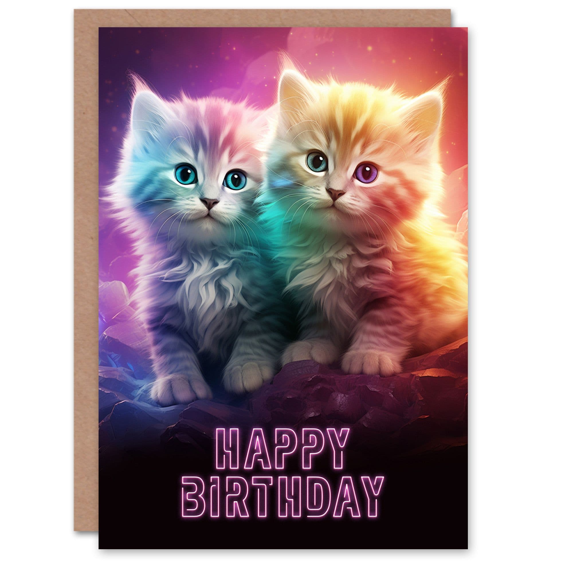 Birthday Greeting Card Cute Kittens Baby Cats For Her