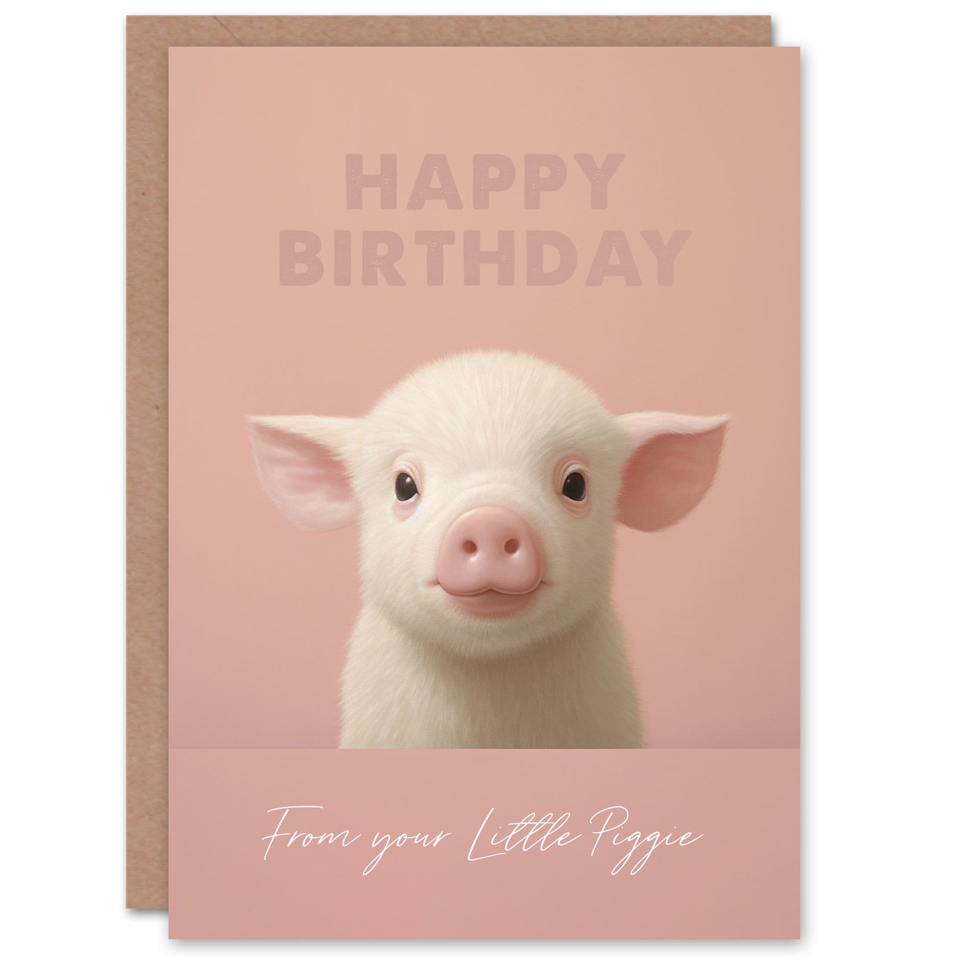 Birthday Greeting Card Cute Pink Little Piggie From Child For Mum Mom