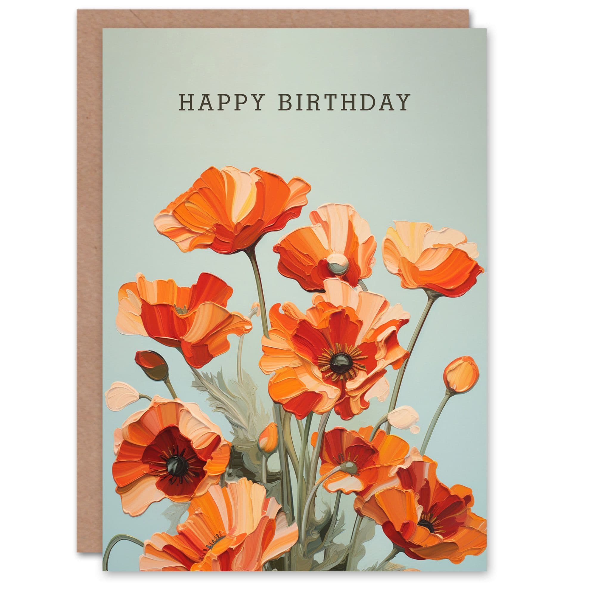 Birthday Greeting Card Poppies Bouquet Poppy Flowers For Her