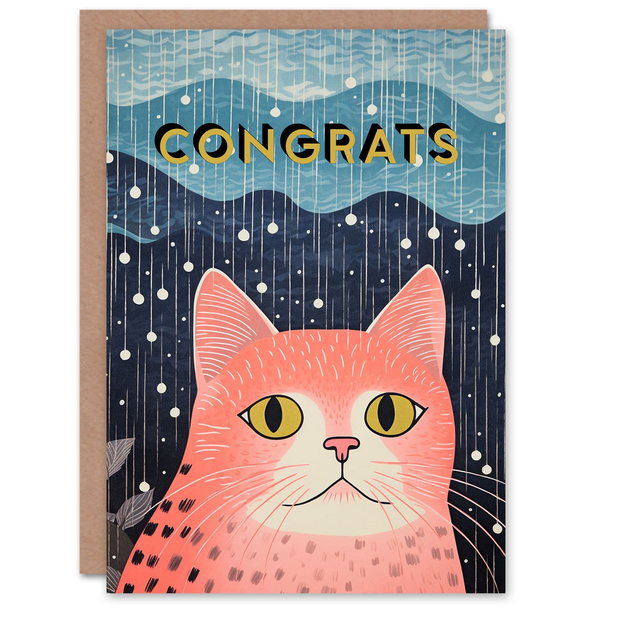 Congratulations Greeting Card Pink Cat Lover For Her
