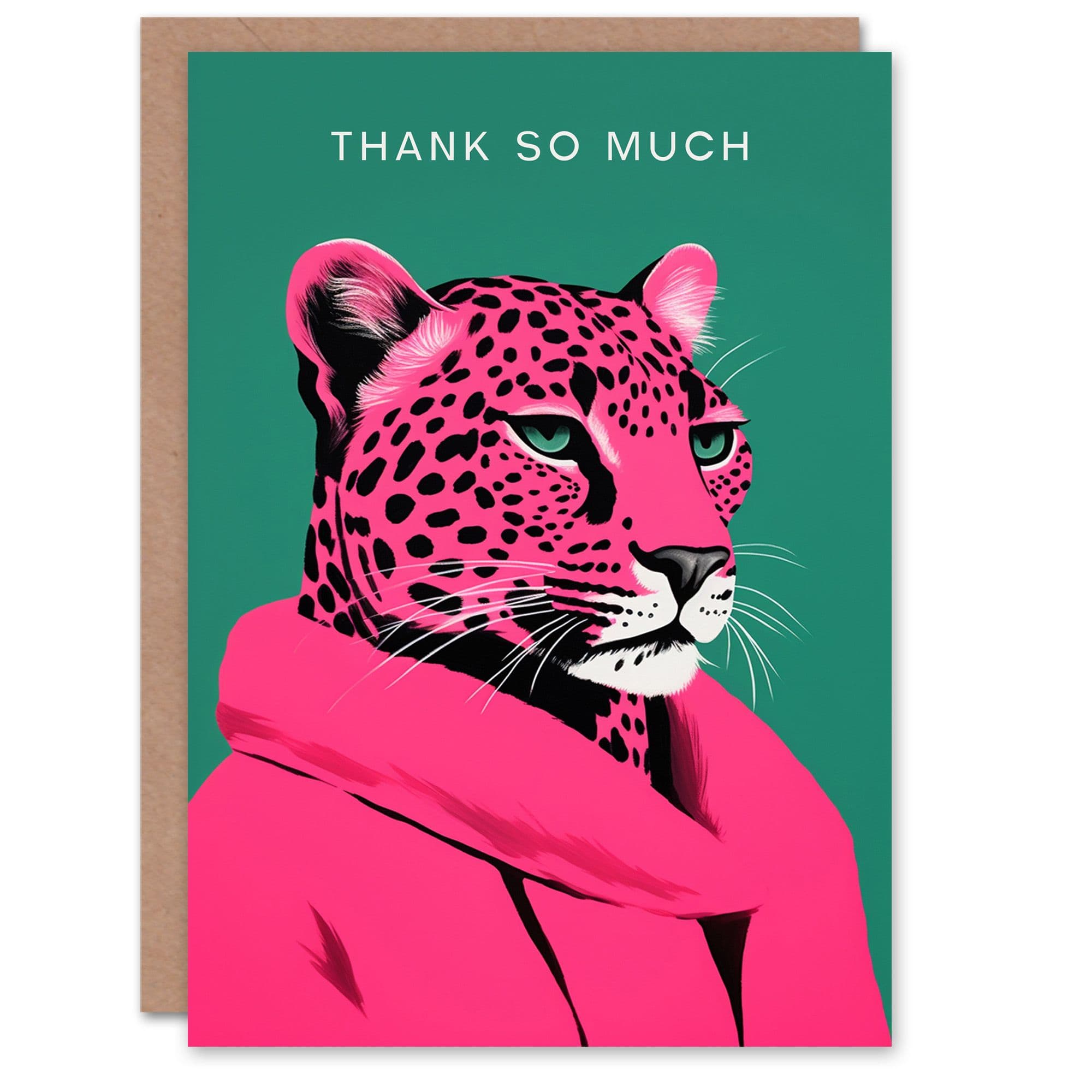 Thank You Greeting Card Leopard Fashion Her