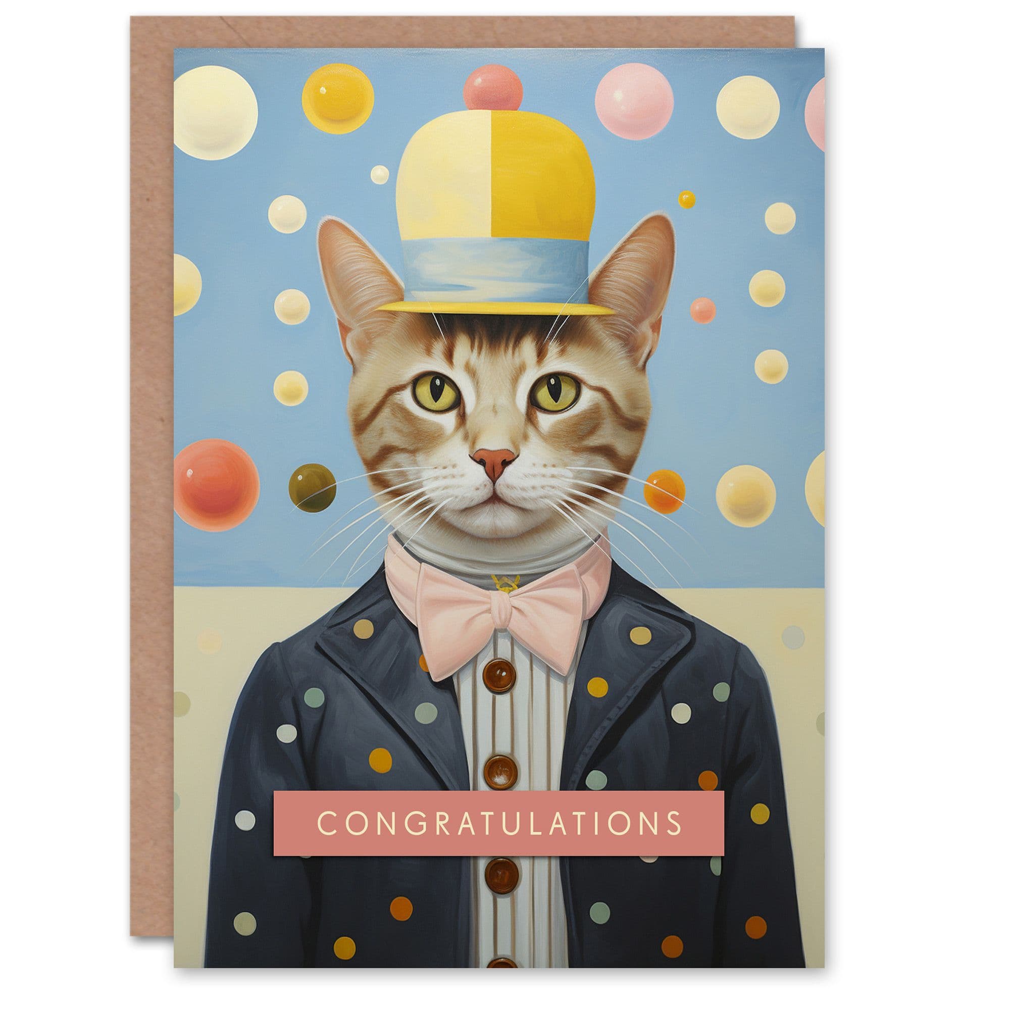 Congratulations Greeting Card Polka Dot Cat Lover Him Her