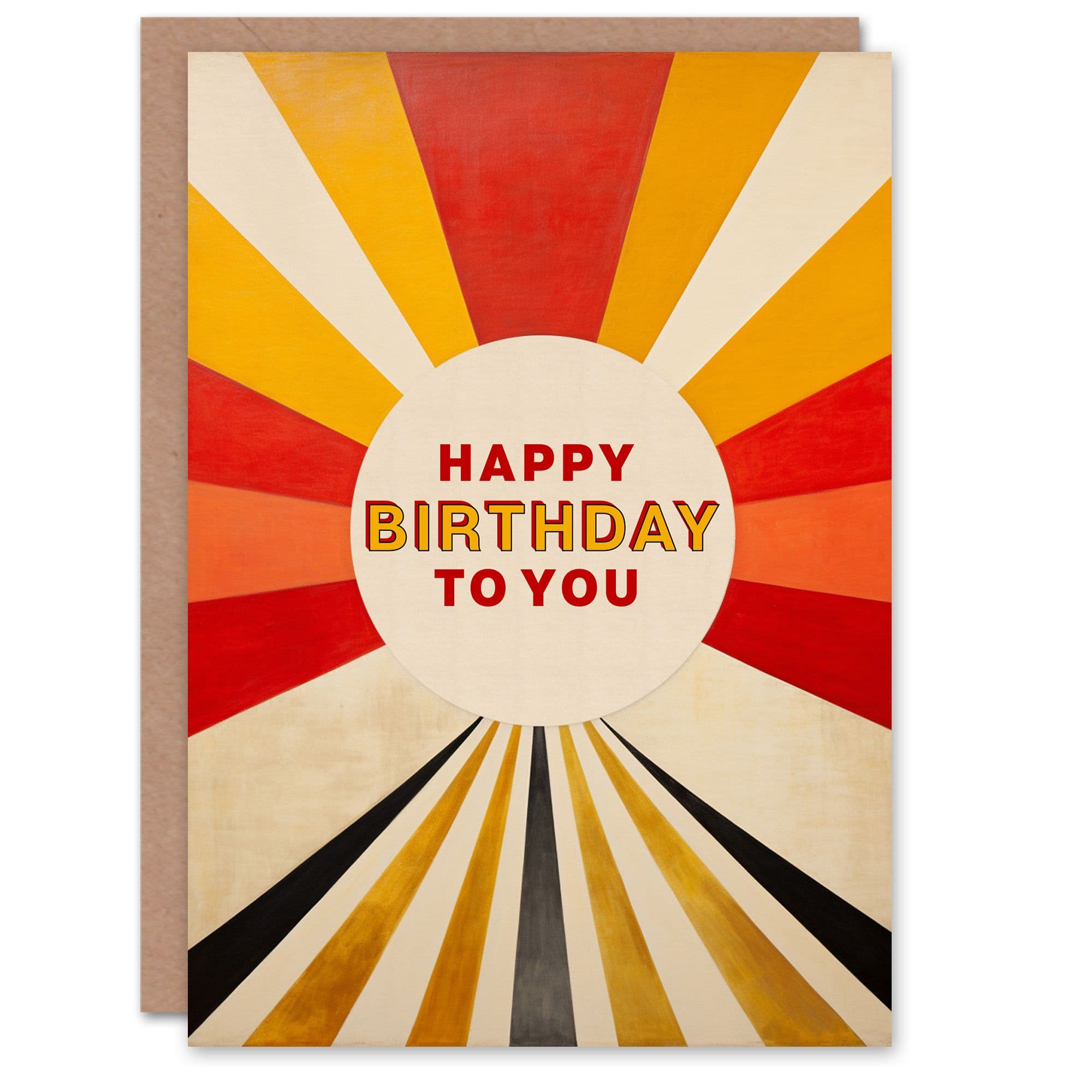 Birthday Greeting Card Modern Abstract Sun Burst Rays Him Her
