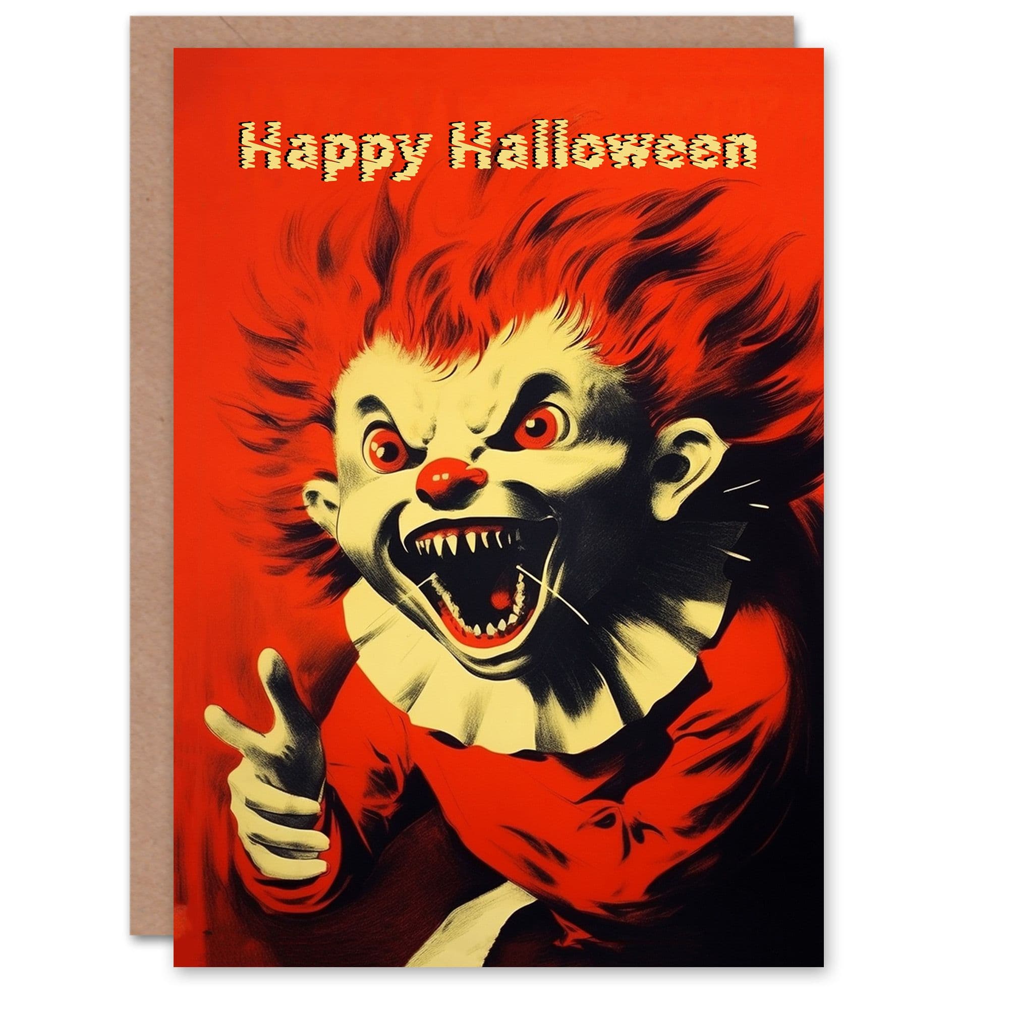 Halloween Greeting Card Scary Clown Red Horror Monster For Him Her