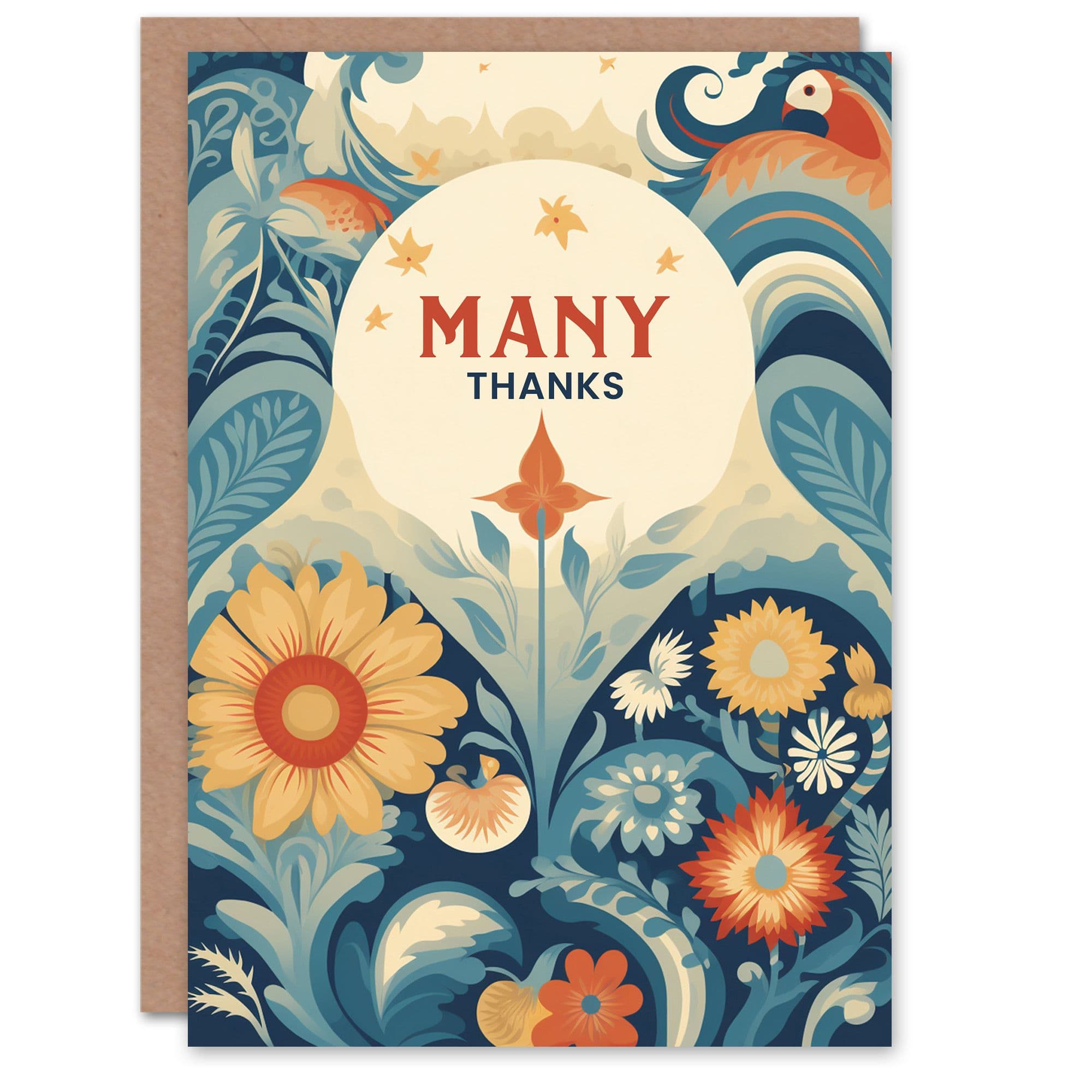 Thank You Greeting Card Floral Sunrise Design Many Thanks Her
