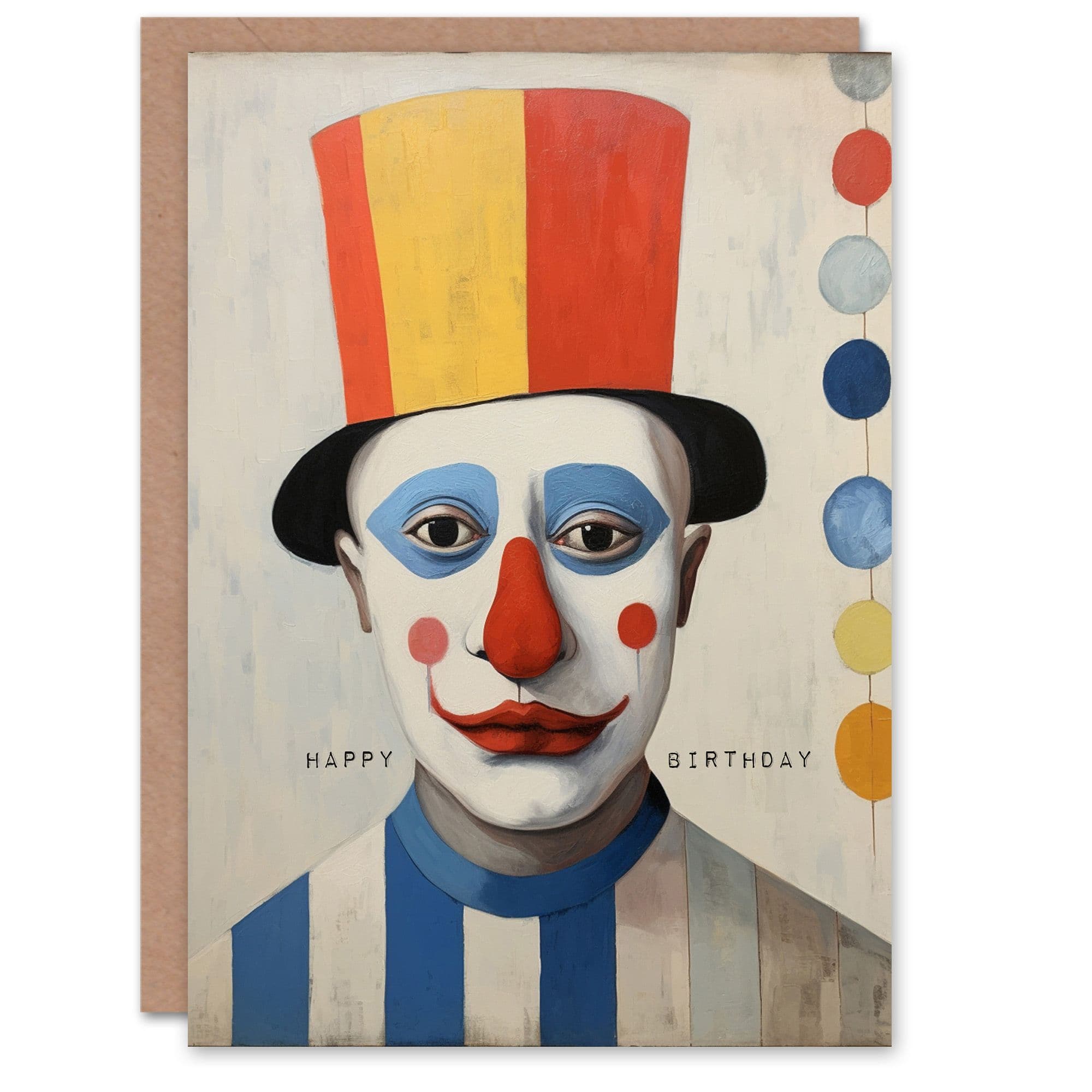 Birthday Greeting Card Strange Gentle Clown Painting Him Her