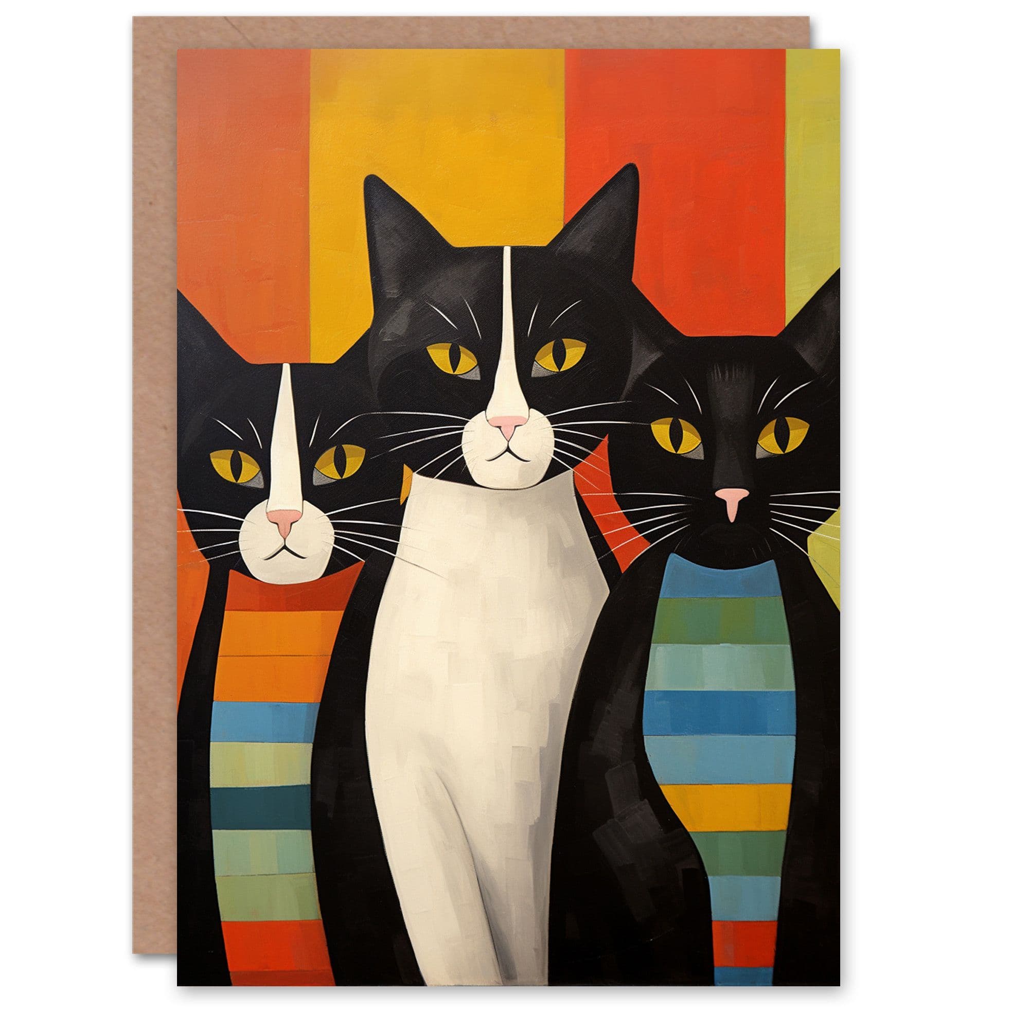 Birthday Greeting Card Cat Mafia Mob Stripes For Him Her
