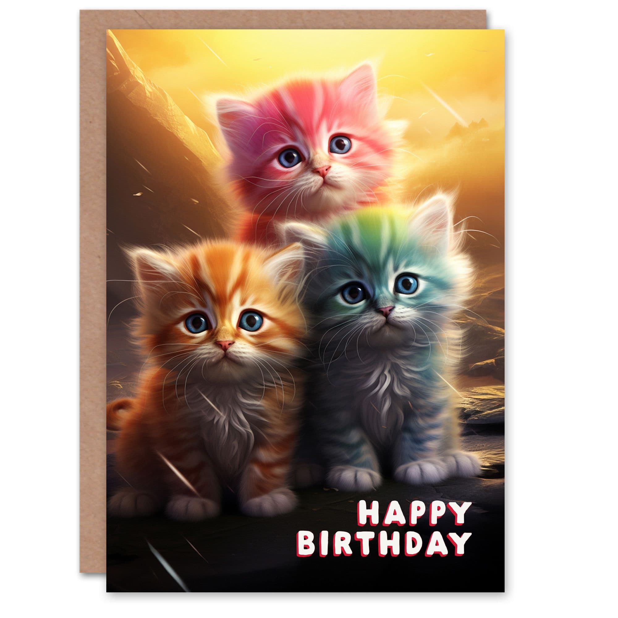 Birthday Greeting Card Cute Kittens