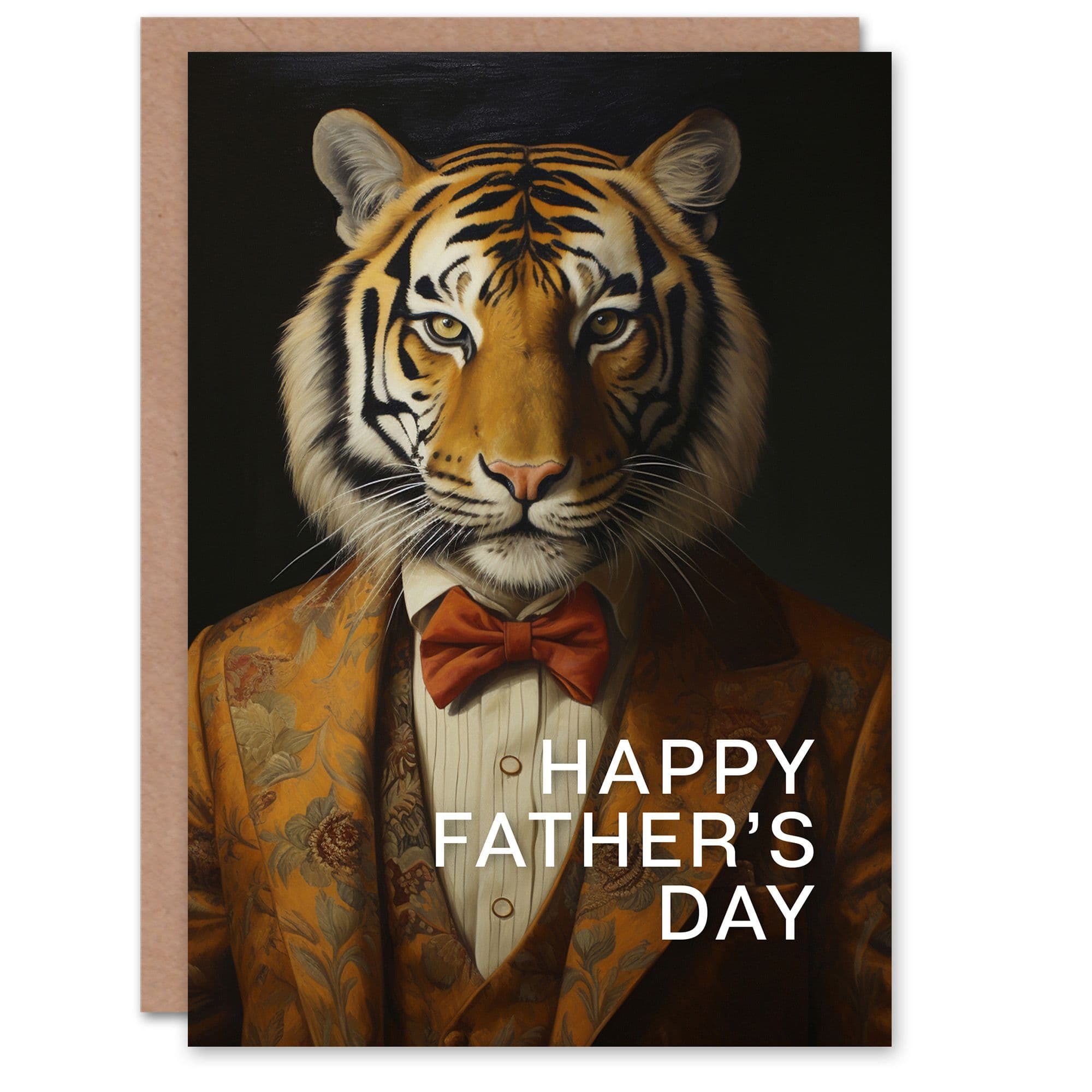 Fathers Day Greeting Card Classy Tuxedo Boss Tiger Dad