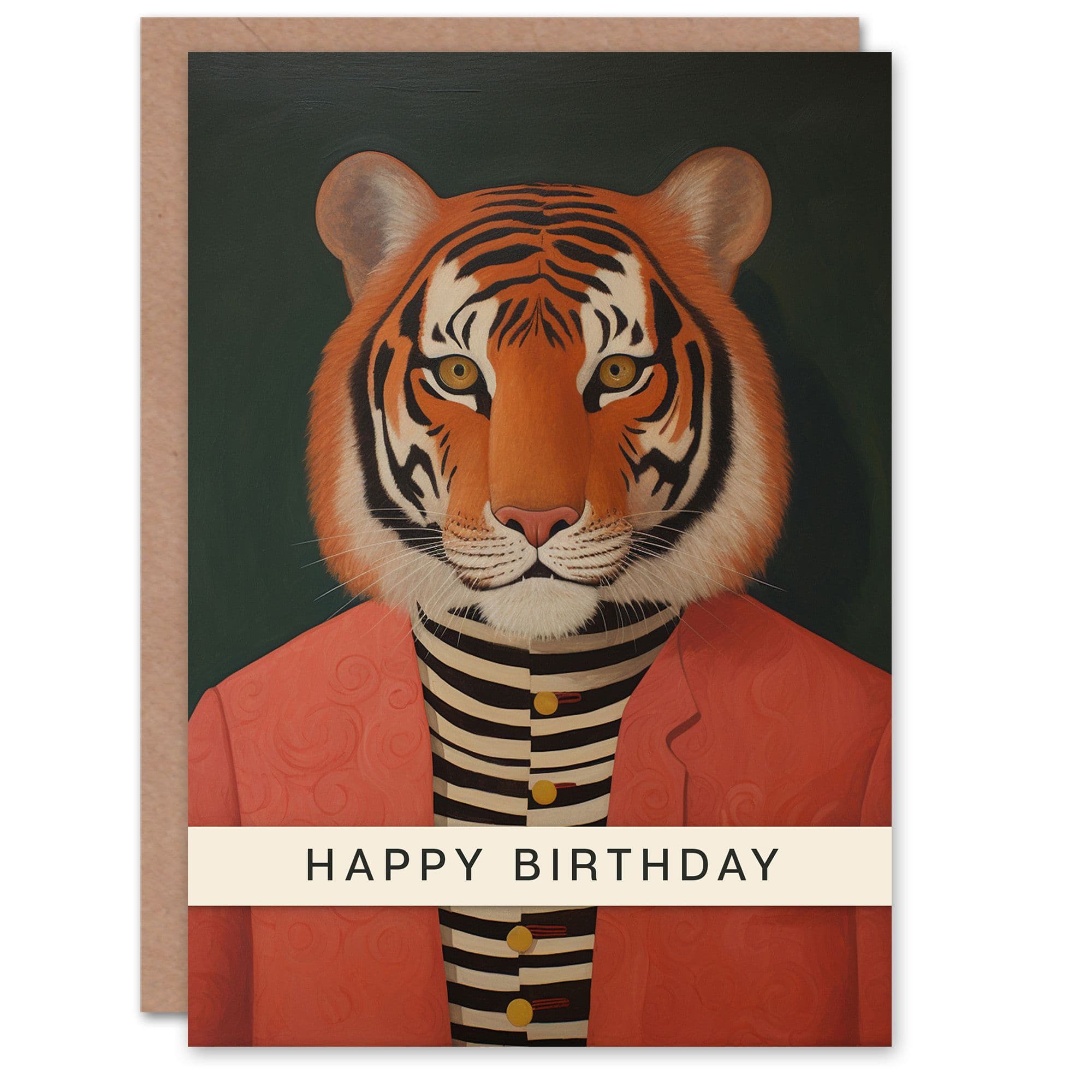 Birthday Greeting Card Suit Stylish Tiger Him Her