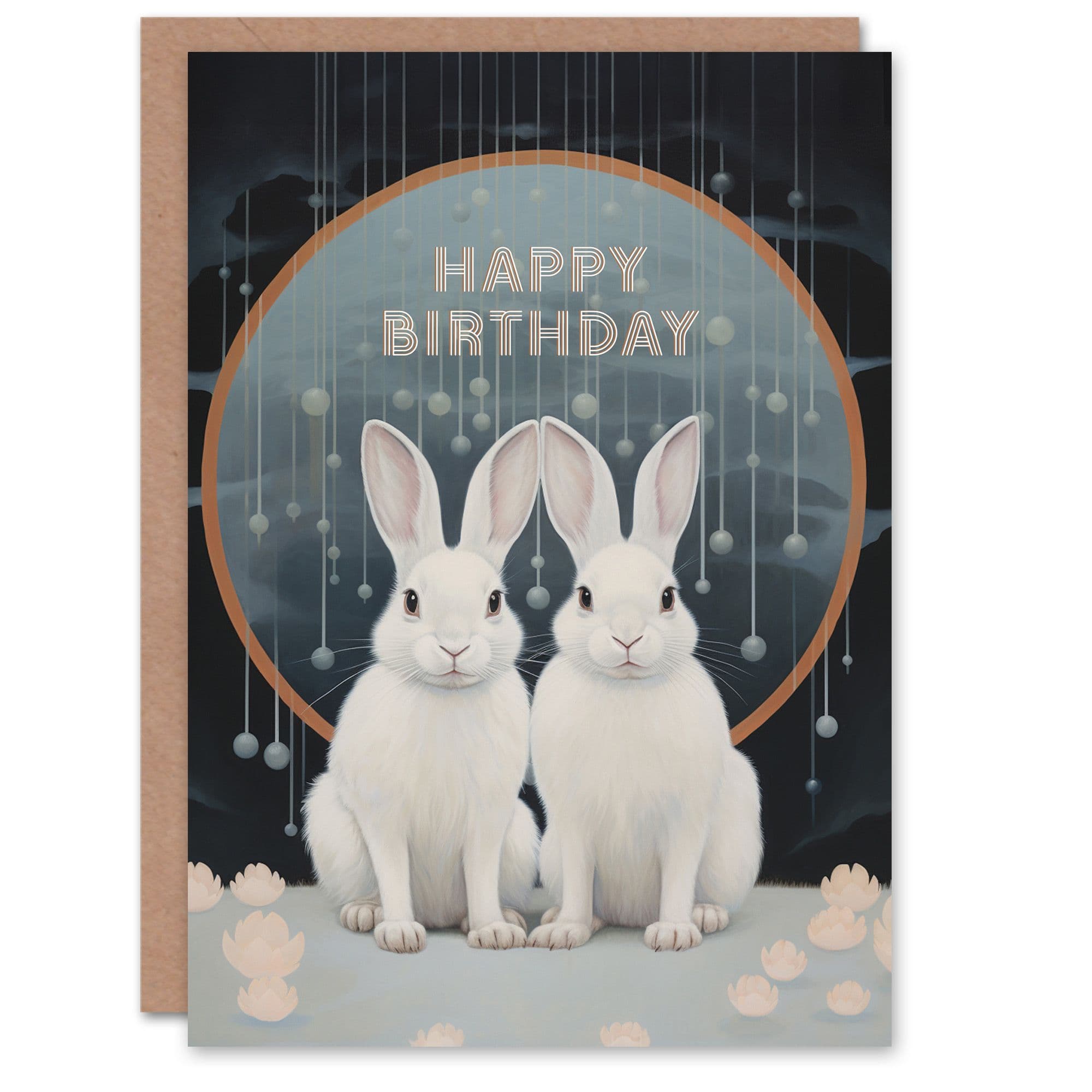 Birthday Greeting Card Winter Twin Hares Bunny Rabbits For Her