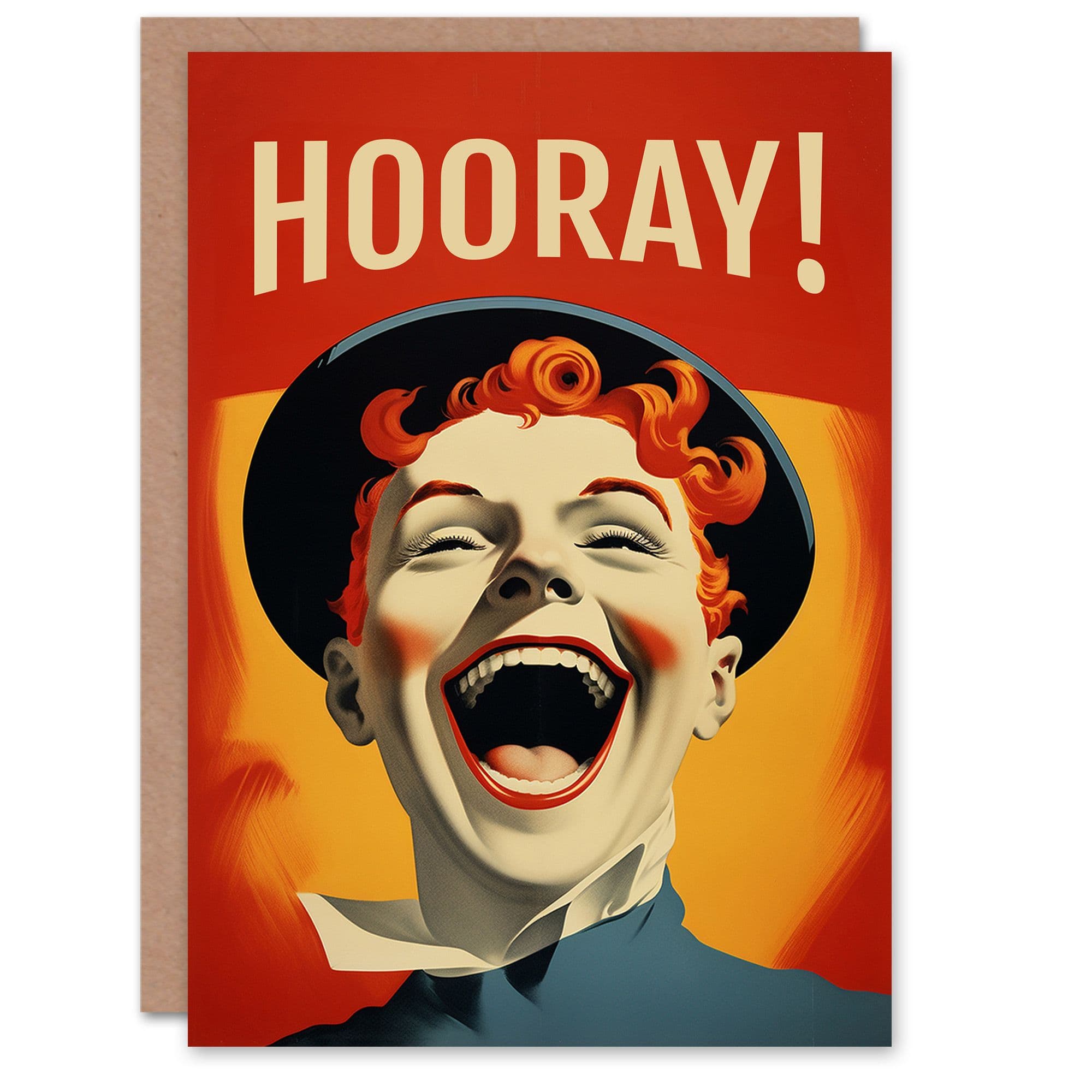 Congratulations Greeting Card Hooray Vintage Advert Happy Ginger Him Her