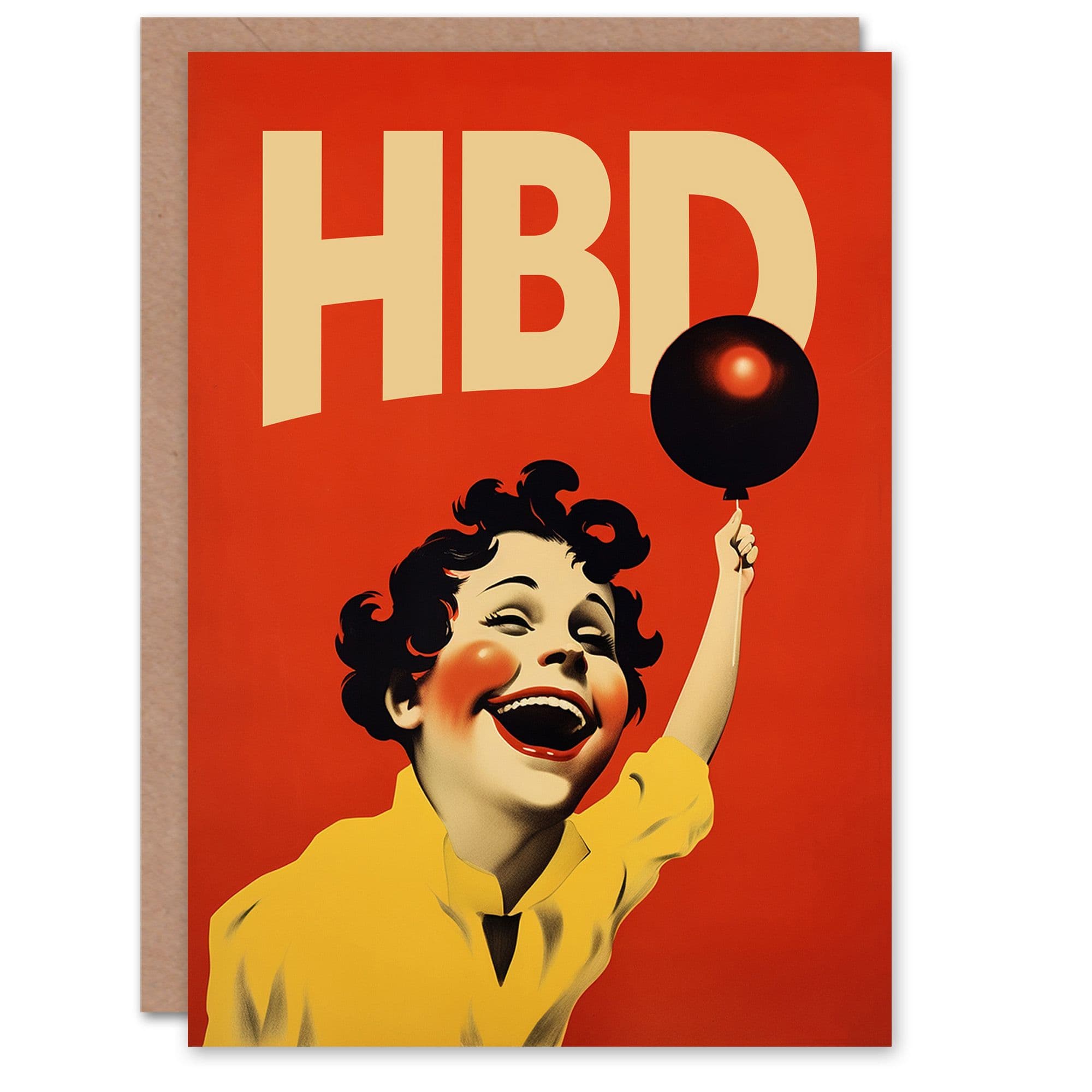 Birthday Greeting Card Vintage Advert HBD Kid Balloon Smile For Him Her