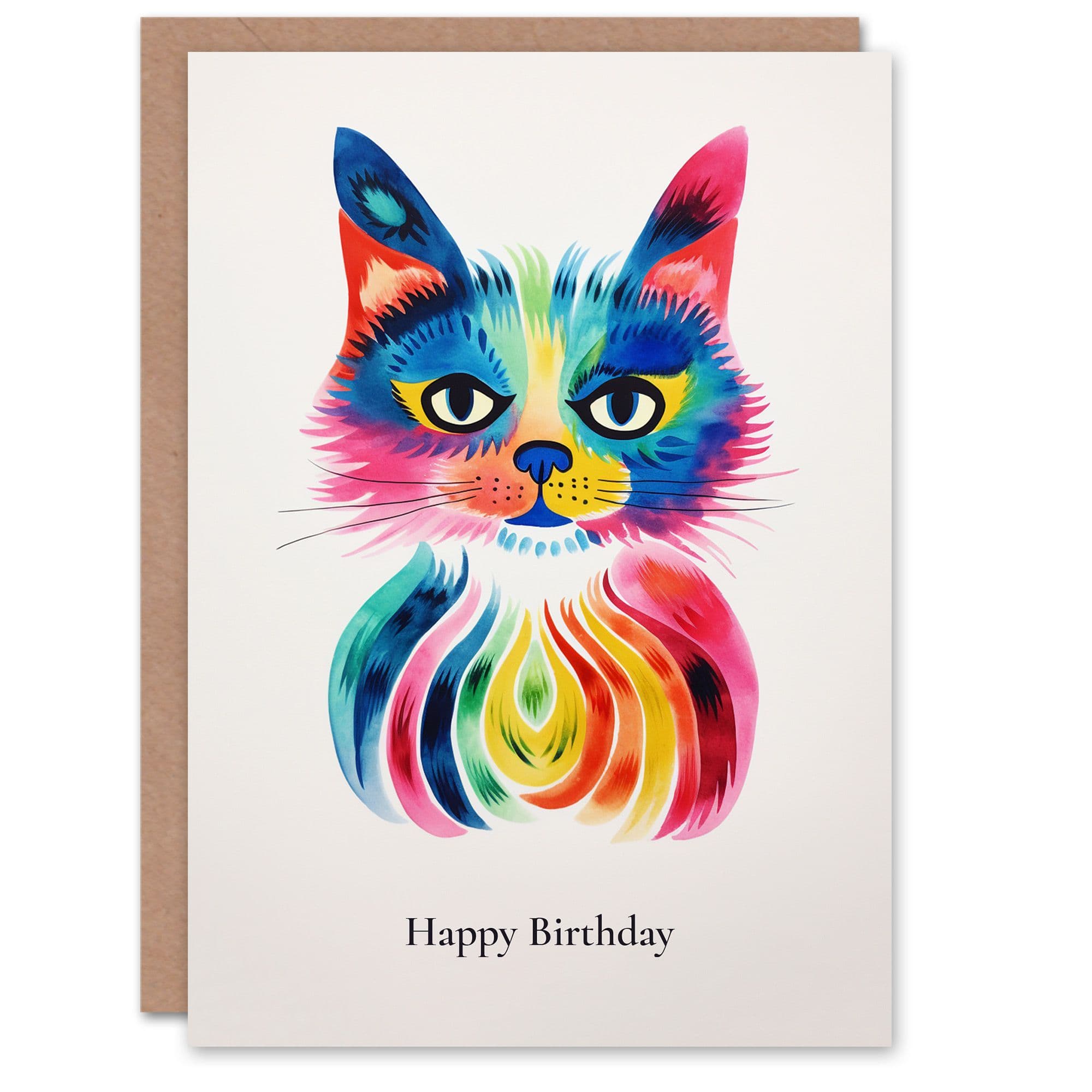 Birthday Greeting Card Trippy Cat Her