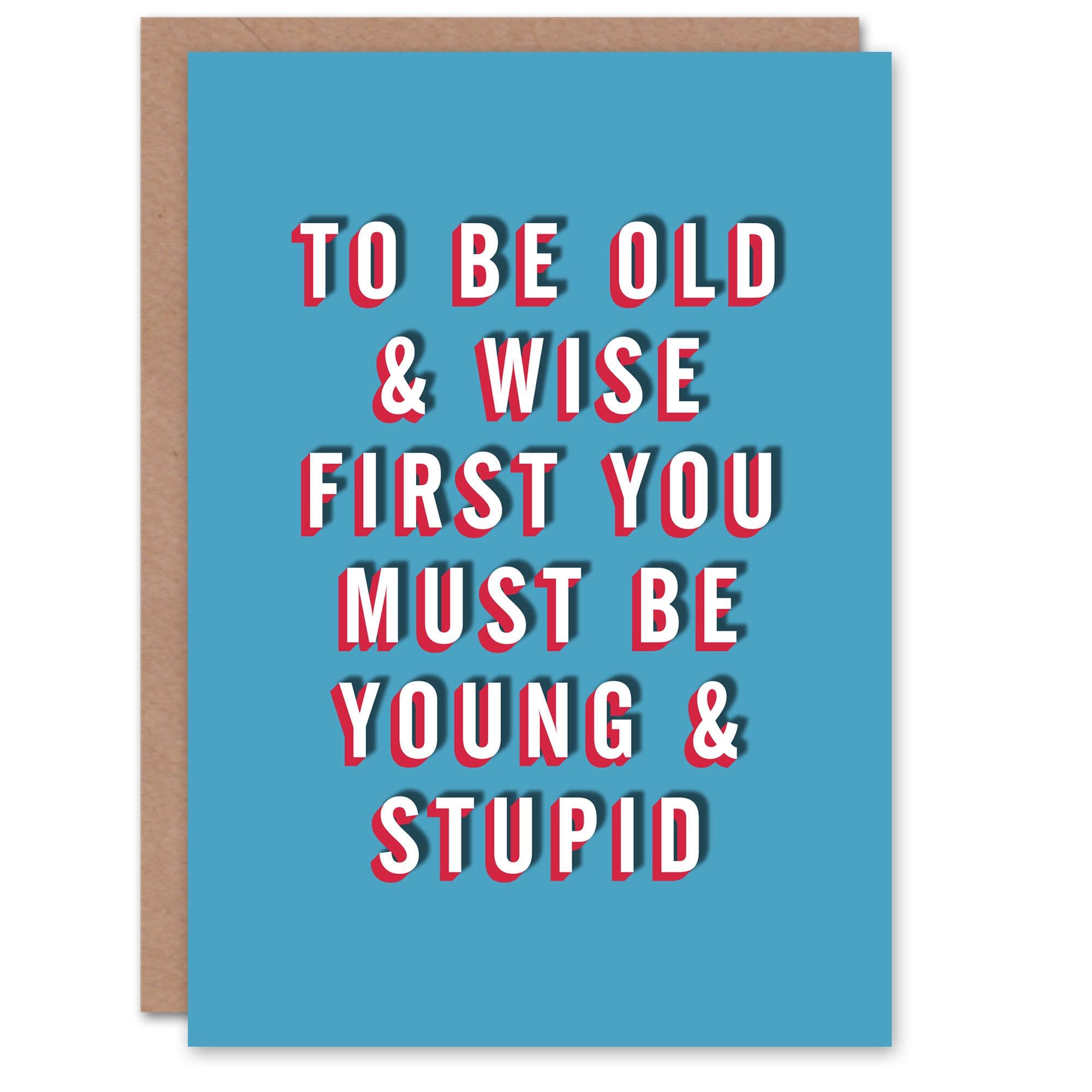 Birthday Card First Stupid Then Old Wise Him Man Male Friend Funny Greeting Card