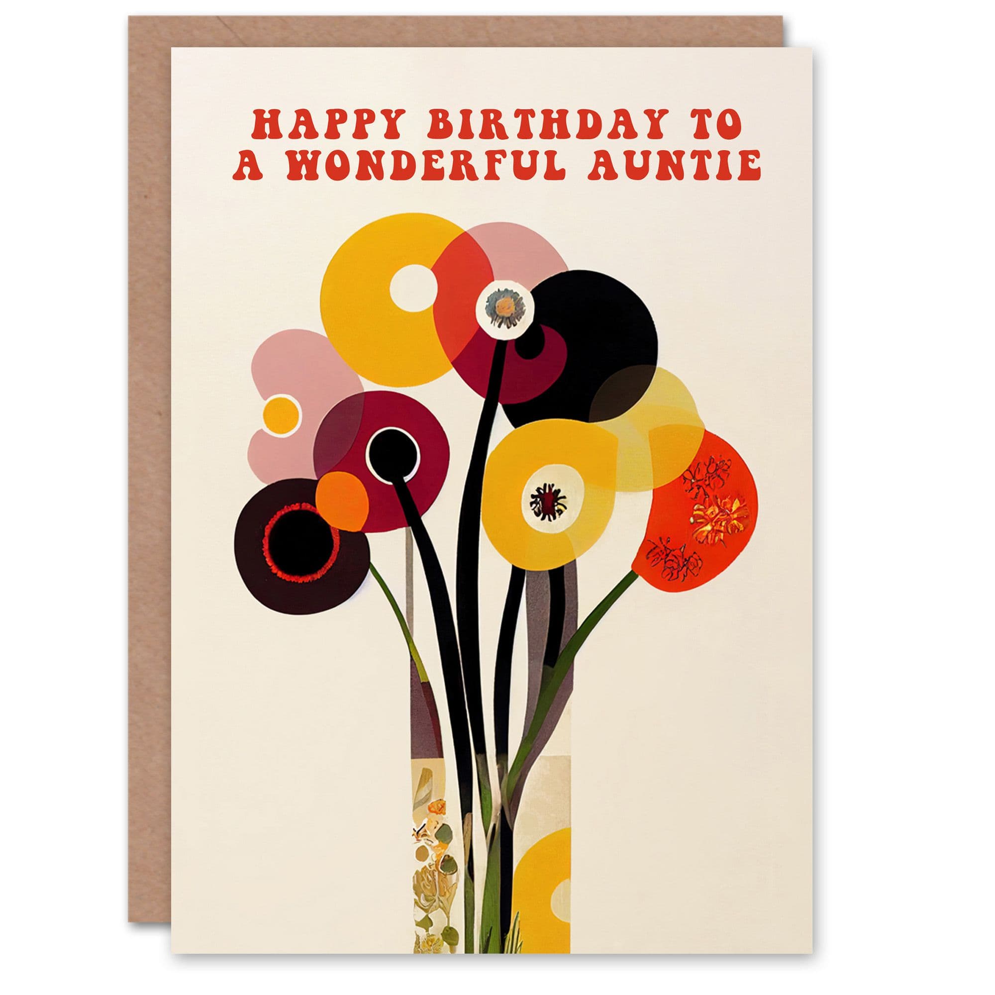Auntie Happy Birthday Card Cheerful Spring Flower Blooms Flowers Bright Fun Abstract Her Greeting Card