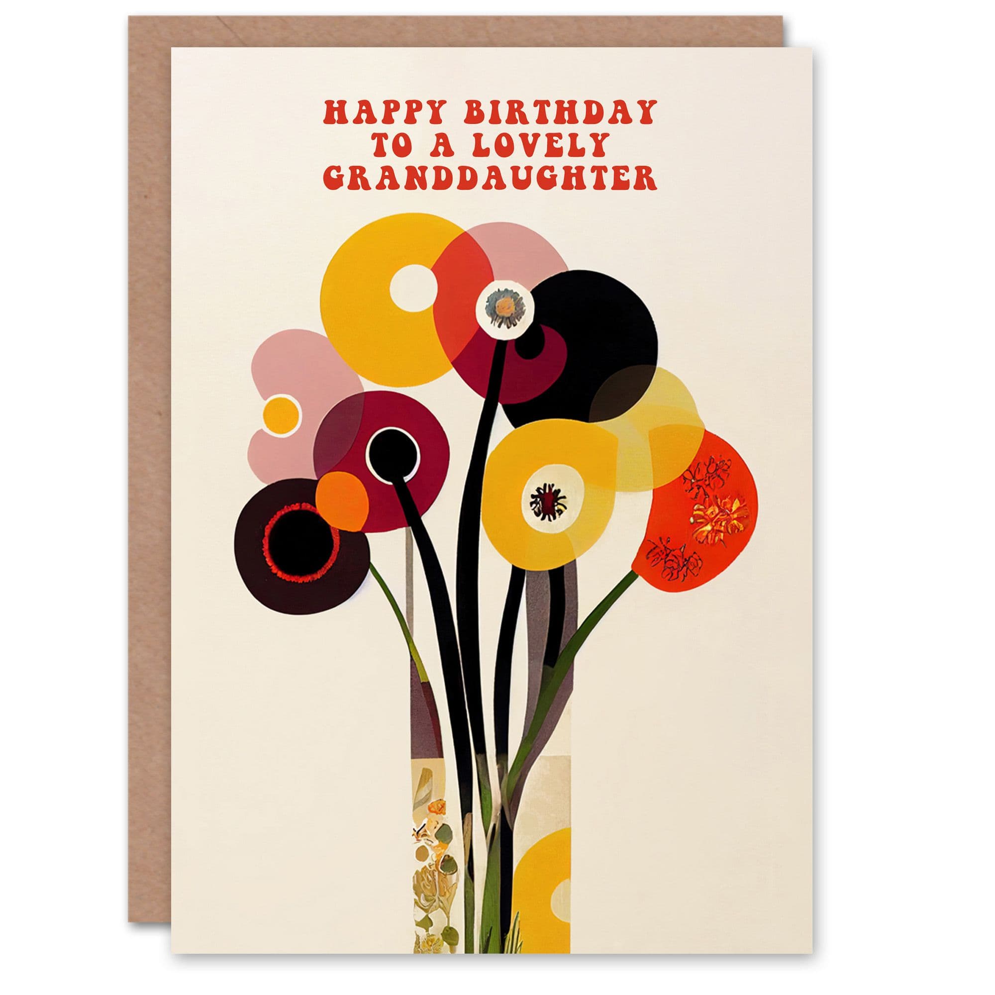 Granddaughter Happy Birthday Card Cheerful Spring Flower Blooms Flowers Bright Fun Abstract Her Greeting Card