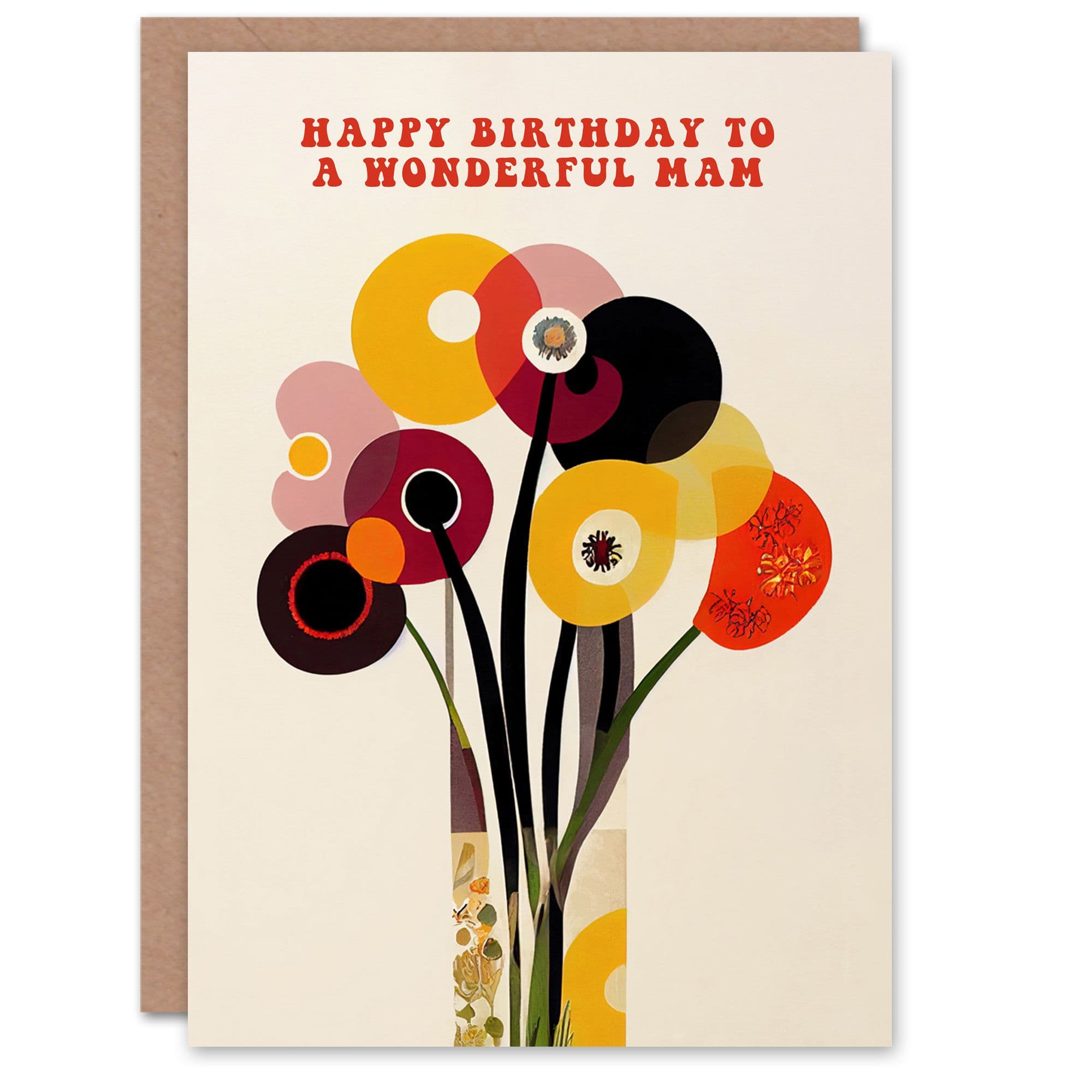 Mam Happy Birthday Card Cheerful Spring Flower Blooms Flowers Bright Fun Abstract For Her Greeting Card