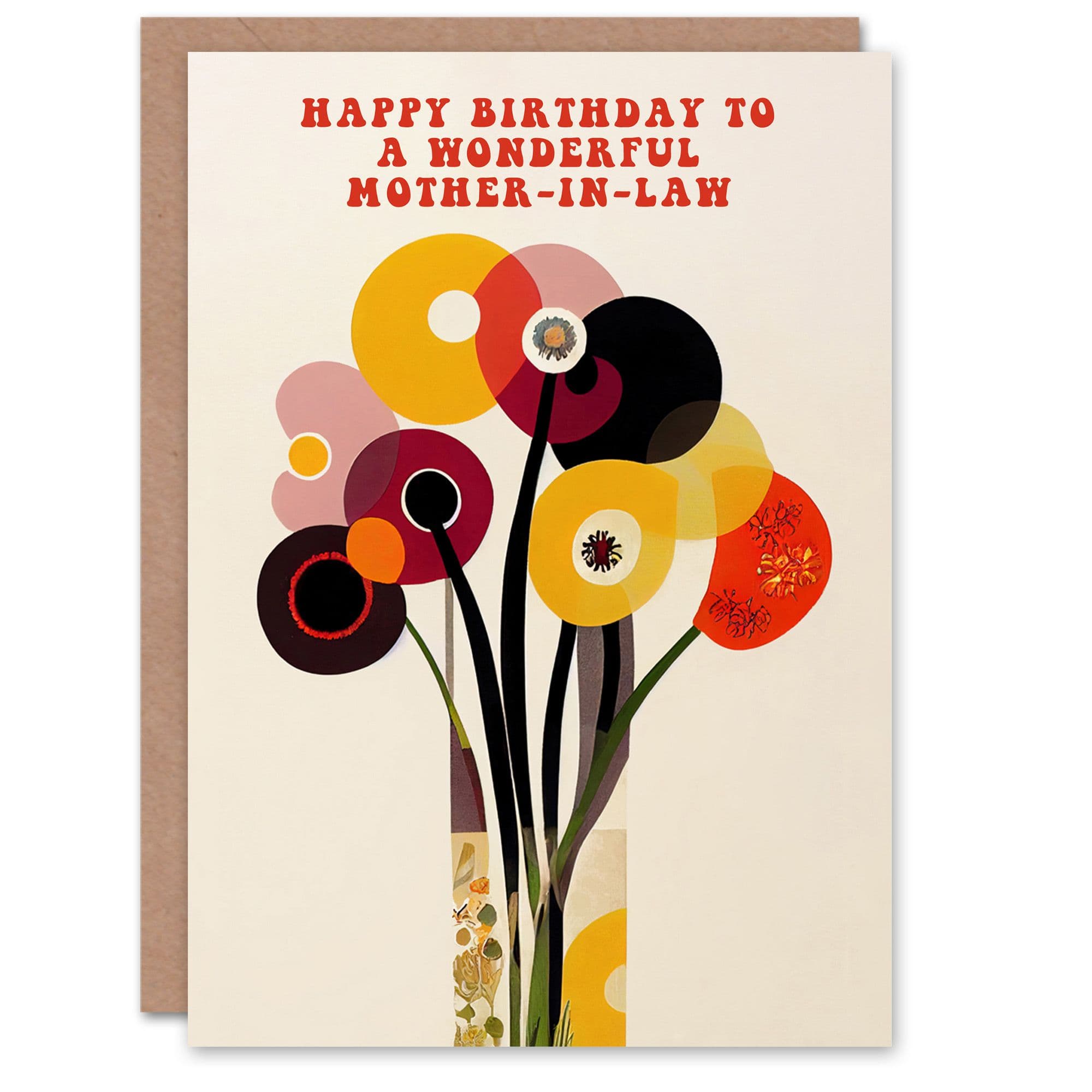 Mother In Law Happy Birthday Card Cheerful Spring Flower Blooms Flowers Bright Fun Abstract For Her Greeting Card