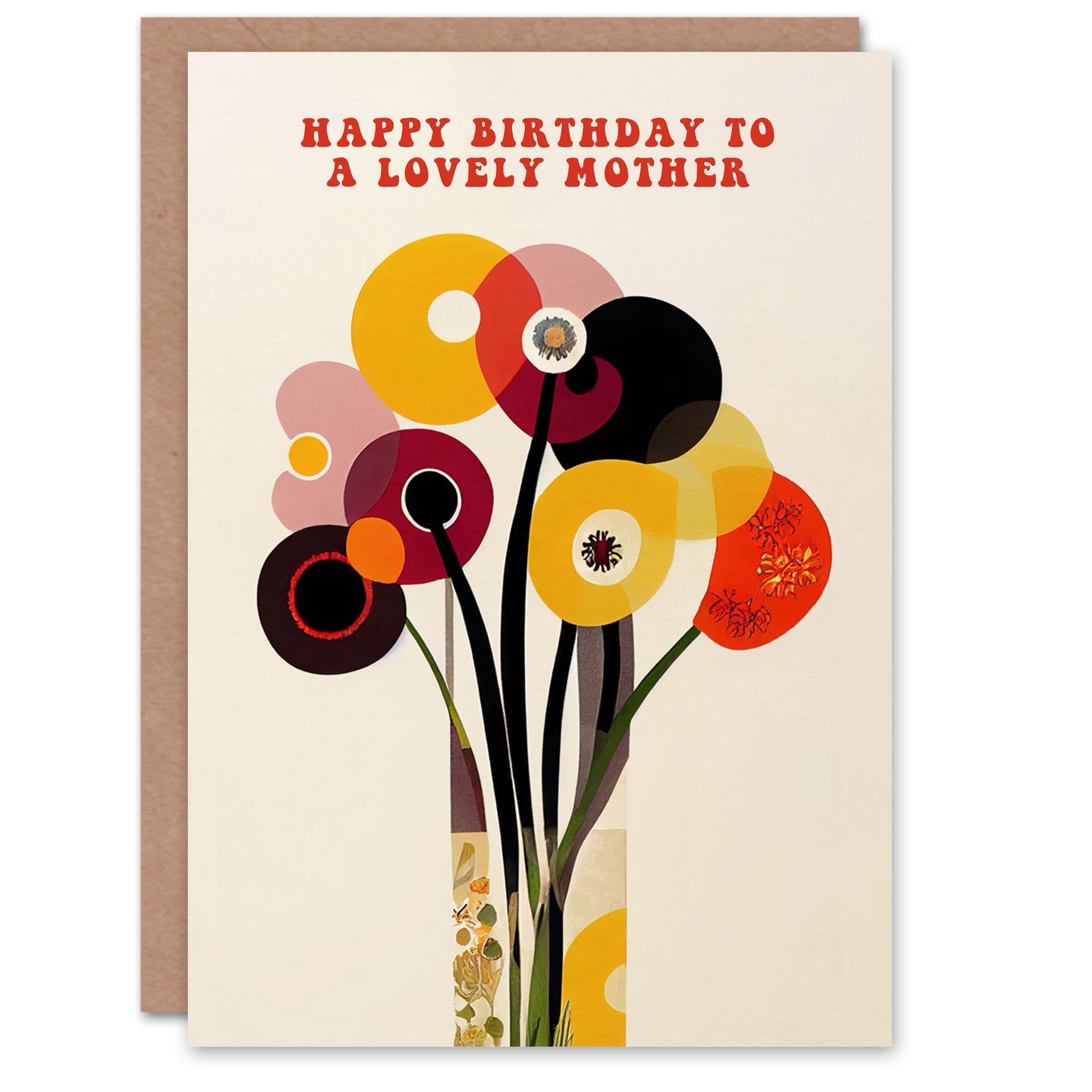 Mother Happy Birthday Card Cheerful Spring Flower Blooms Flowers Bright Fun Abstract For Her Greeting Card