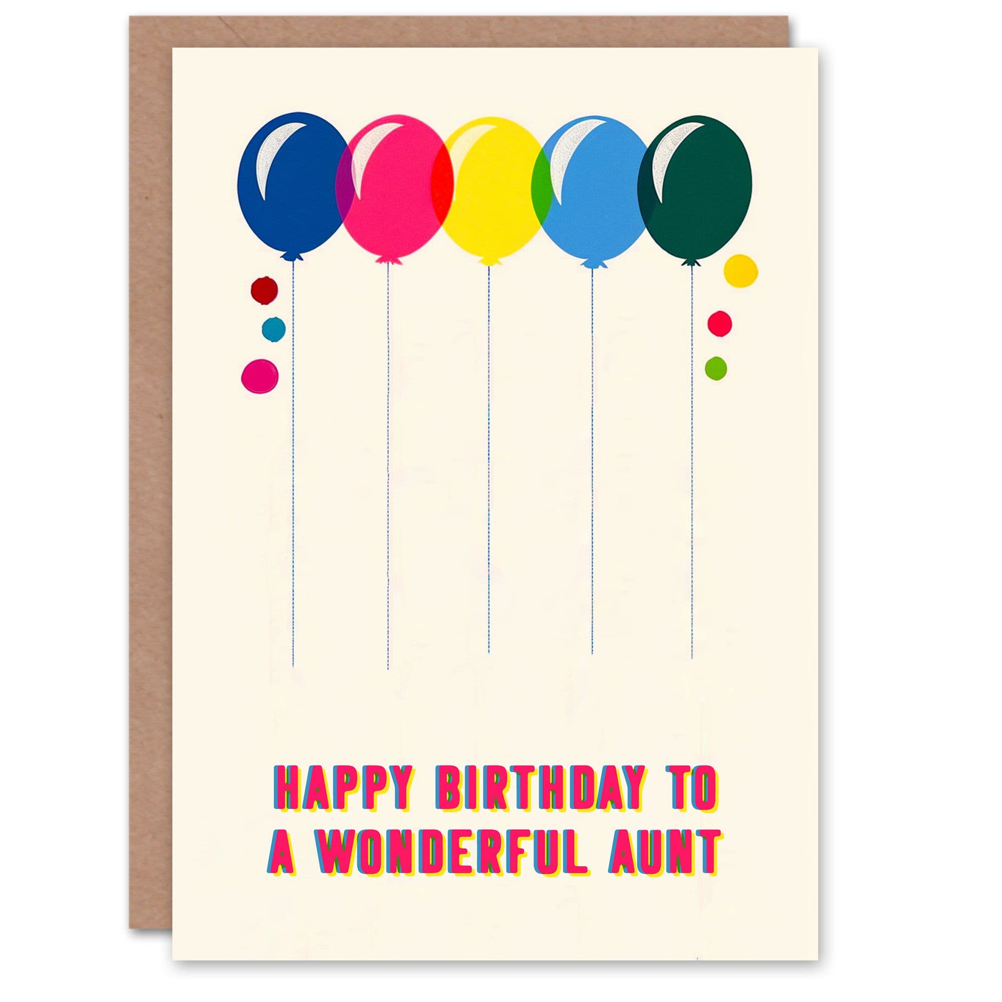 Aunt Happy Birthday Card Fun Colourful Cheerful Pink Yellow Balloons Her Greeting Card