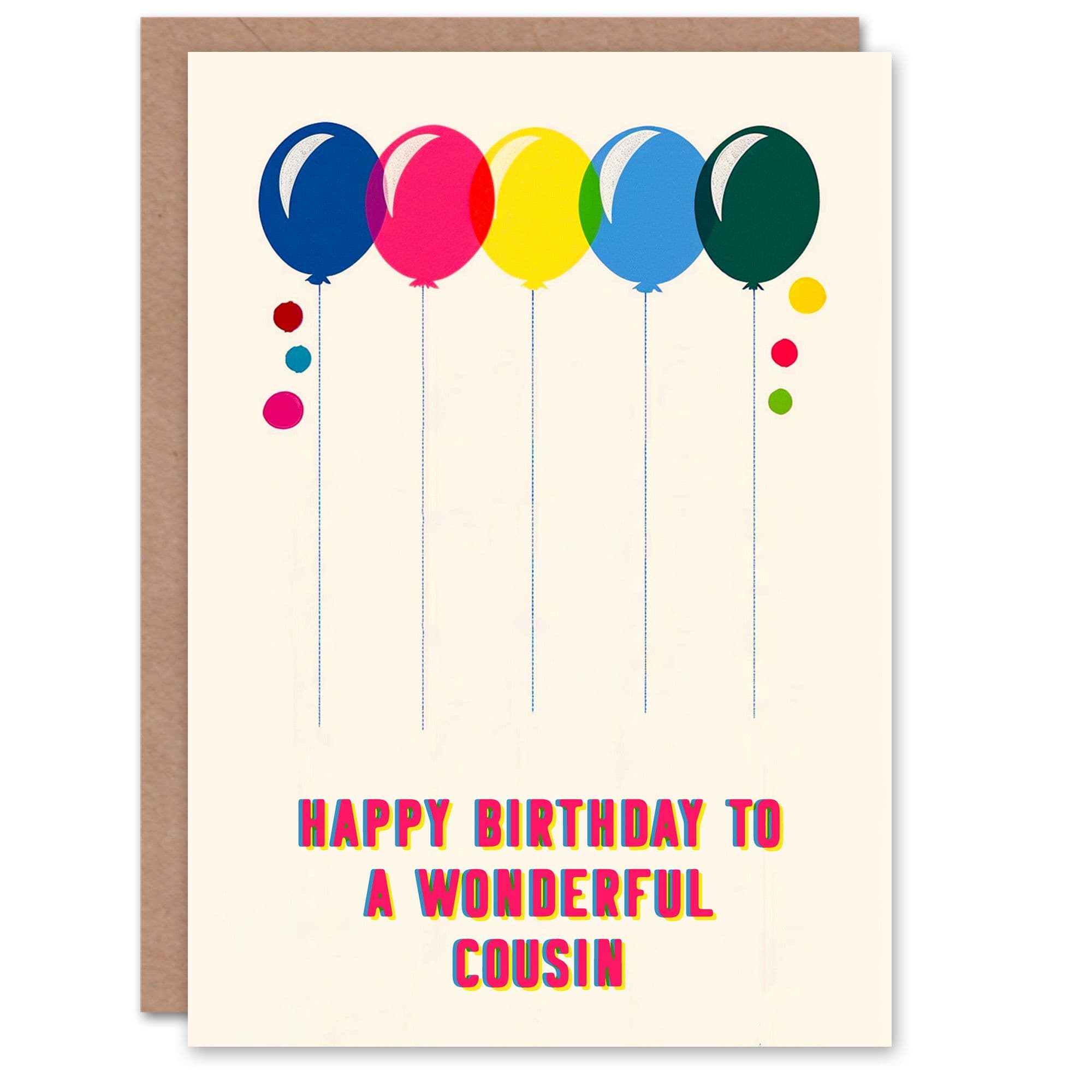 Cousin Happy Birthday Card Fun Colourful Cheerful Pink Yellow Balloons Her Greeting Card
