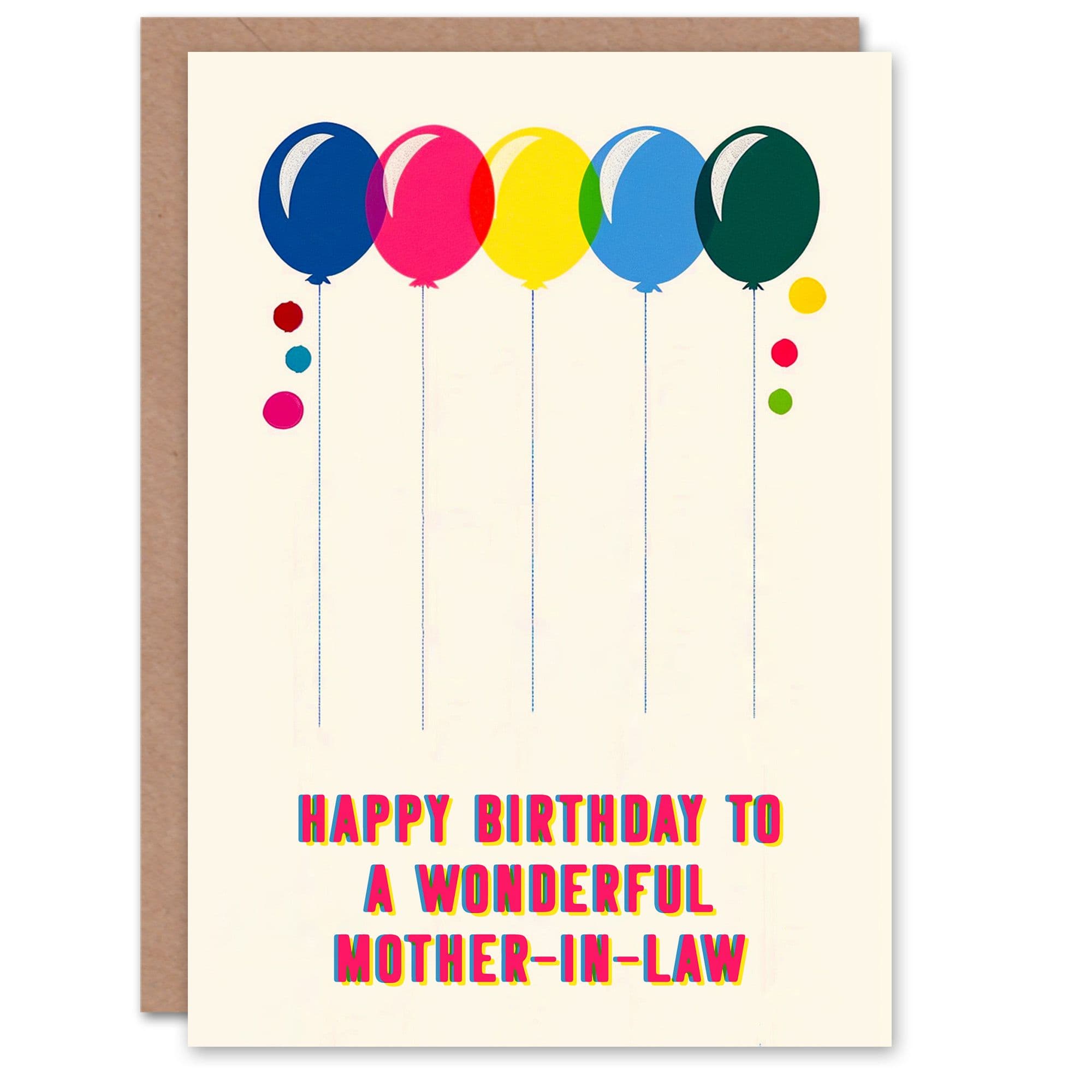 Mother Law Happy Birthday Card Fun Colourful Cheerful Pink Yellow Balloons Her Greeting Card