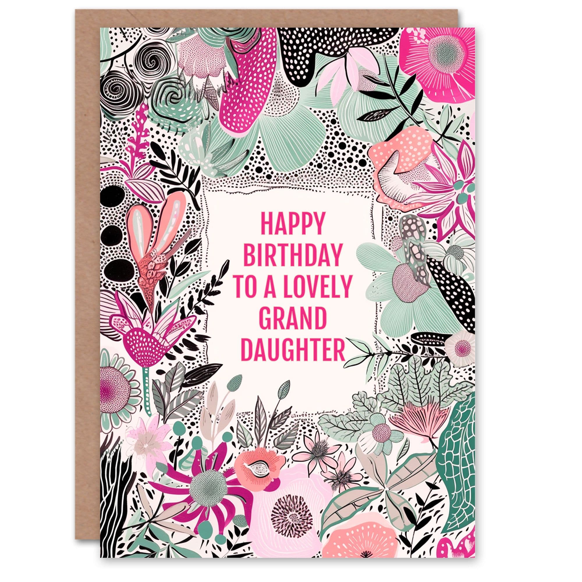 Granddaughter Happy Birthday Card Elegant Modern Boho Wildflowers Flowers Her Greeting Card