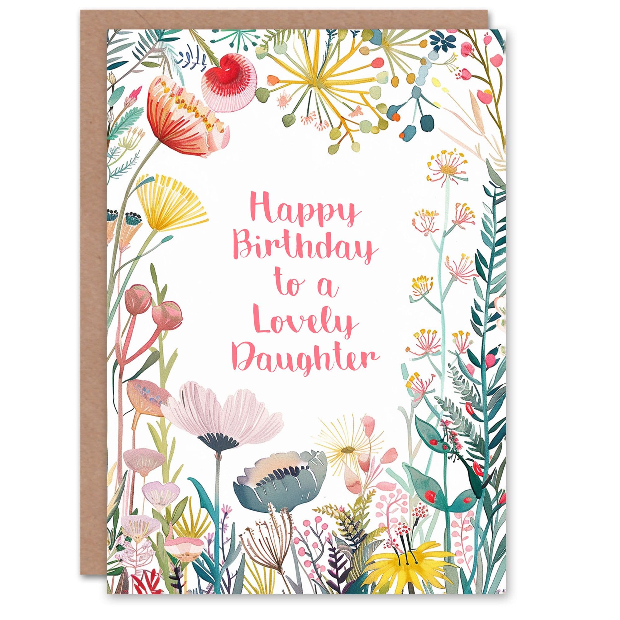 Daughter Happy Birthday Card Simple Elegant Wildflower Meadow Plants Flowers For Her Greeting Card