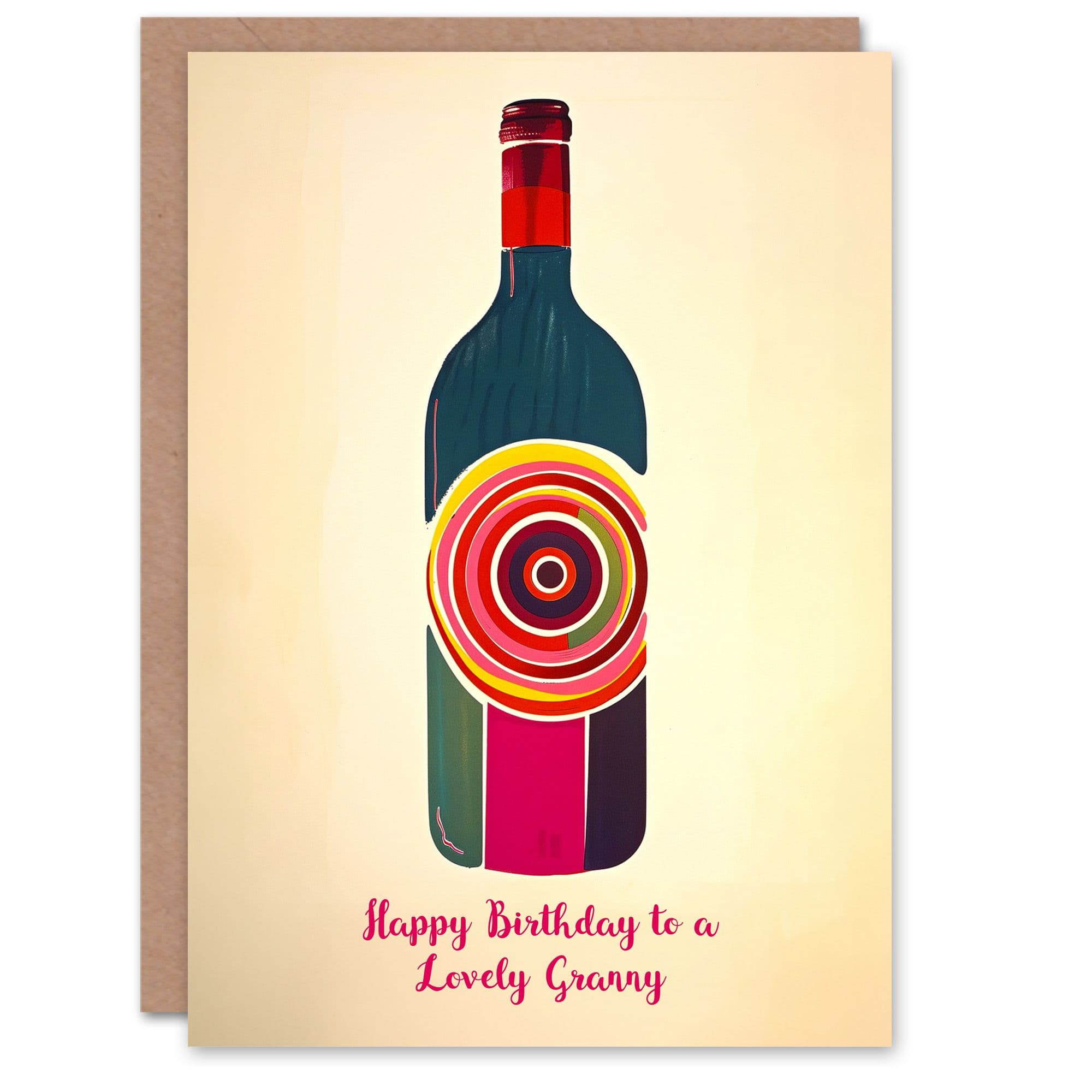 Granny Happy Birthday Card Fun Funky Wine Bottle Party Red White For Her Greeting Card