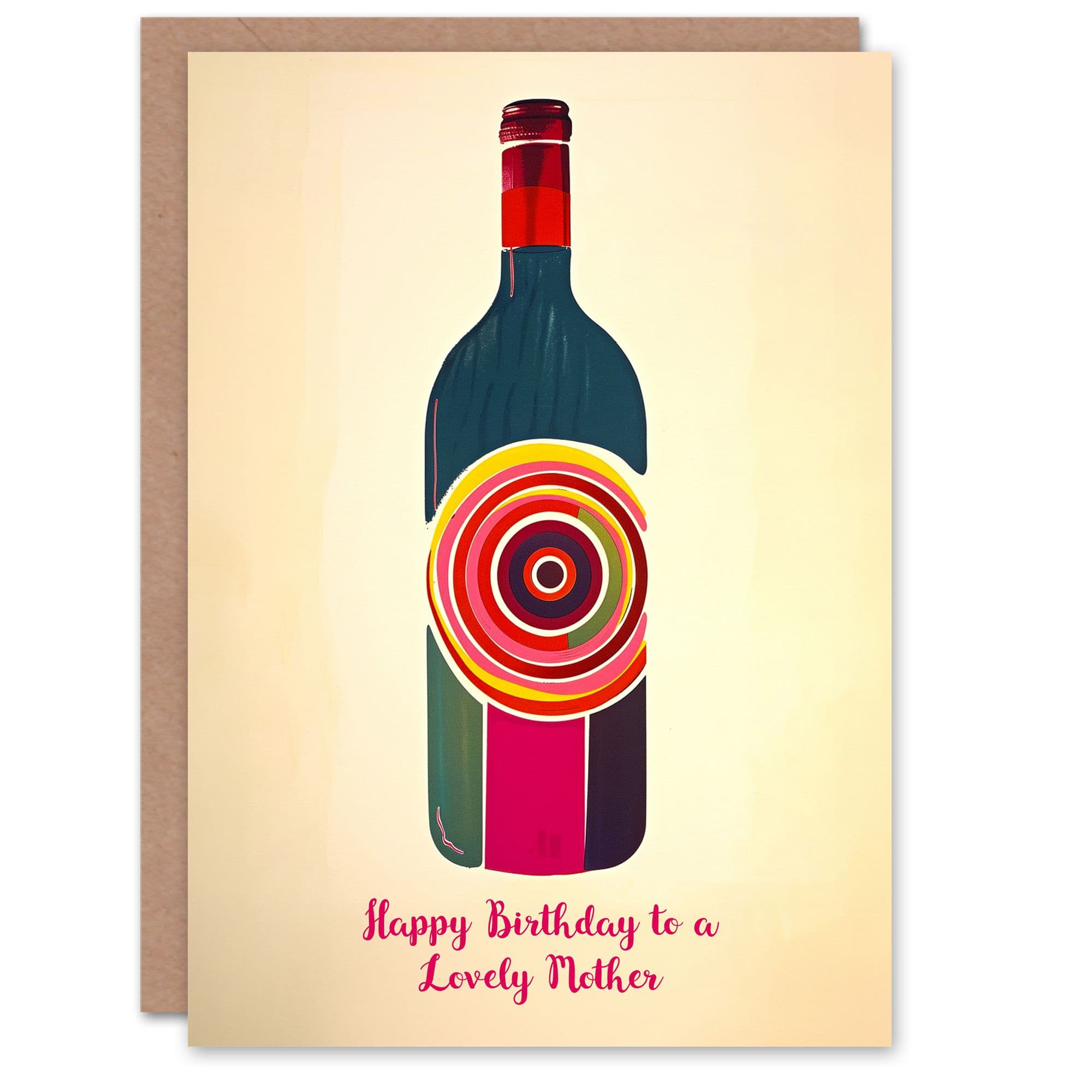 Mother Happy Birthday Card Fun Funky Wine Bottle Party Red Her Greeting Card