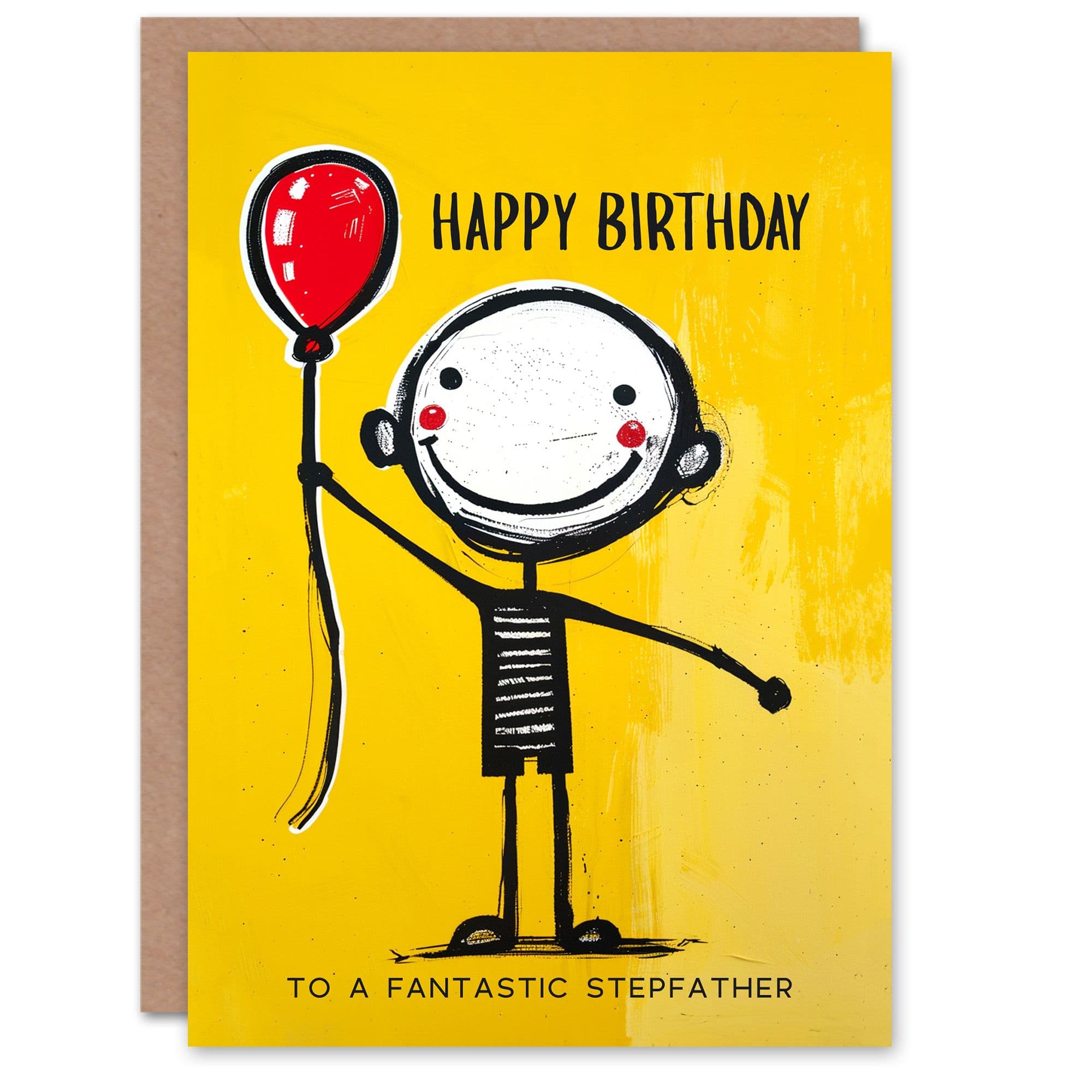 Happy Birthday Card to a Fantastic Stepfather Fun Colourful Balloon Boy Cheerful
