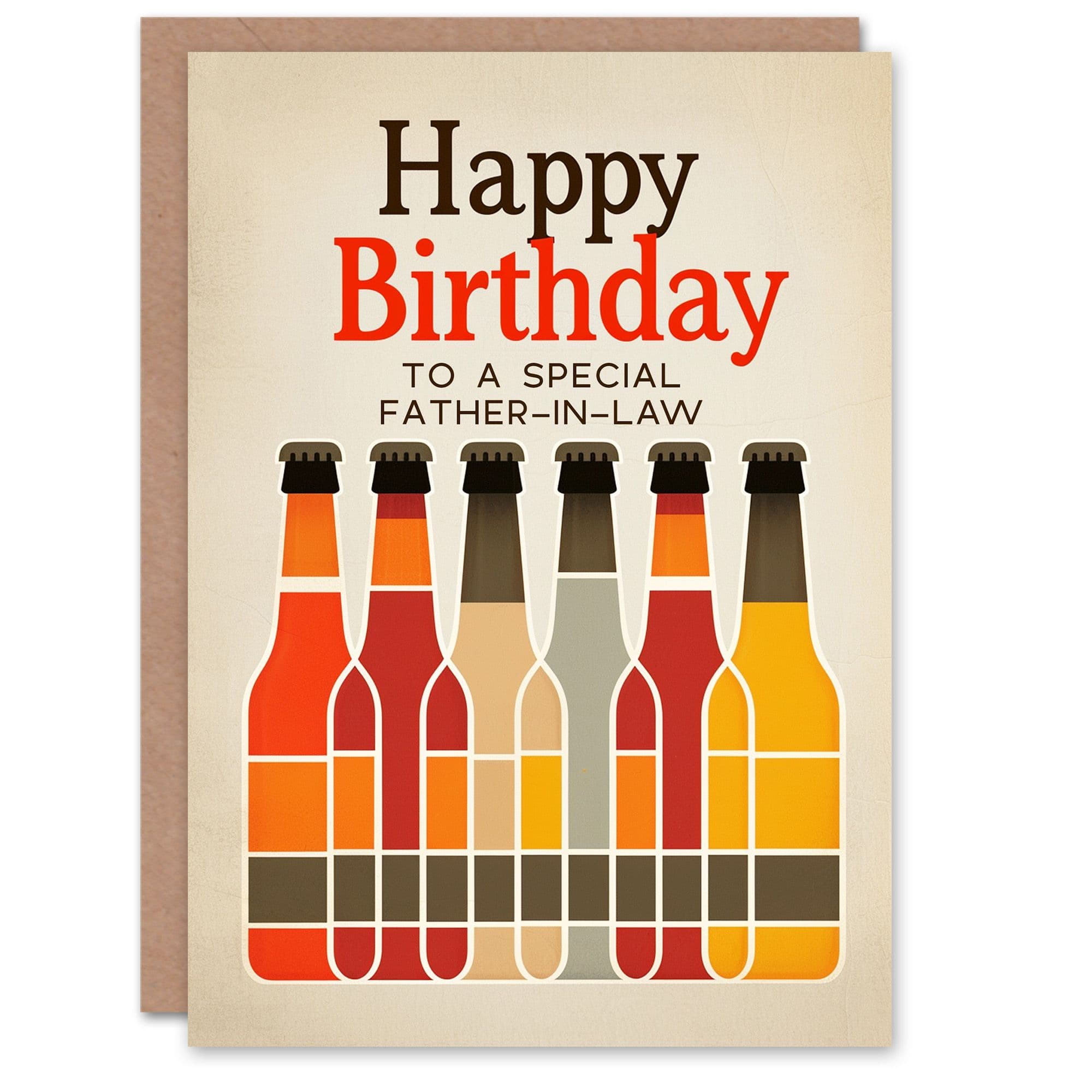 Happy Birthday Card to Special Father Law Craft Beer Lover Row Bottles