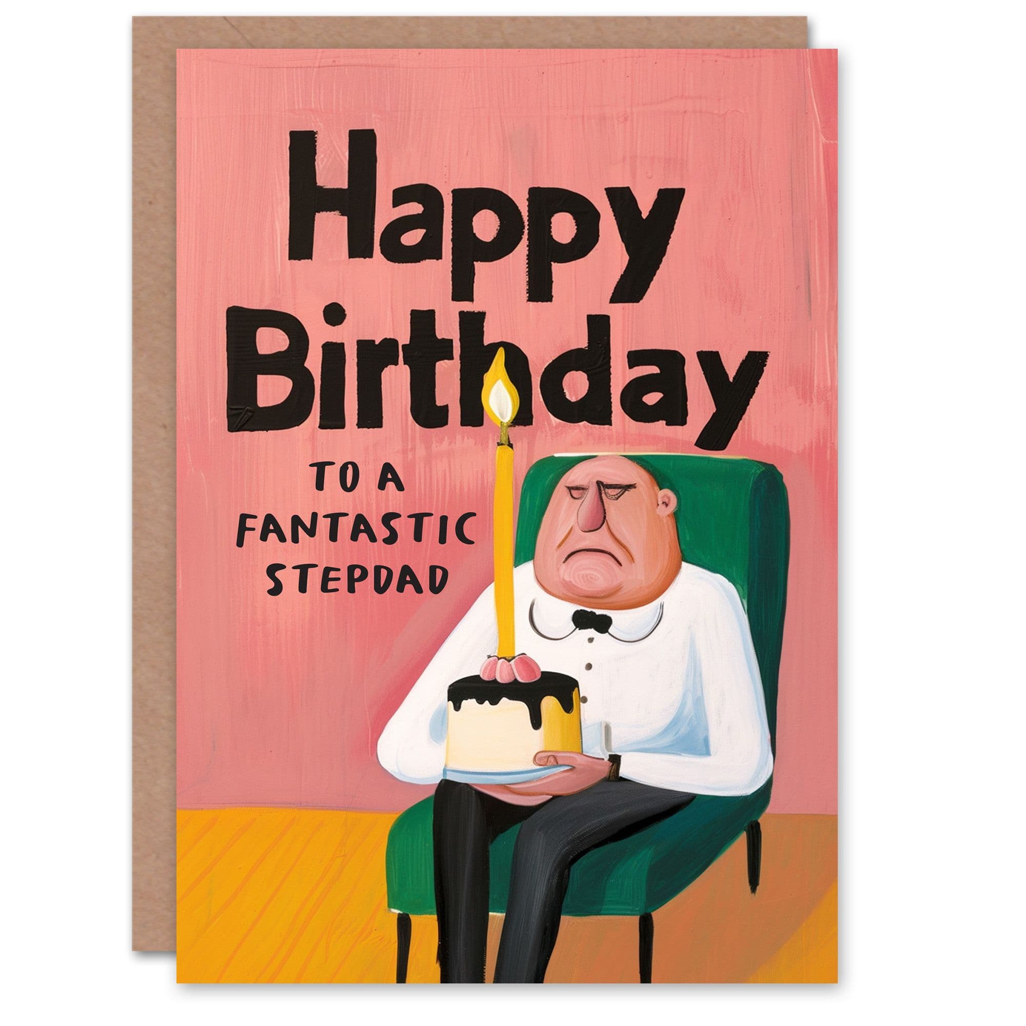 Happy Birthday Card to Fantastic Stepdad Grumpy Man Cake Fun Funny Humour