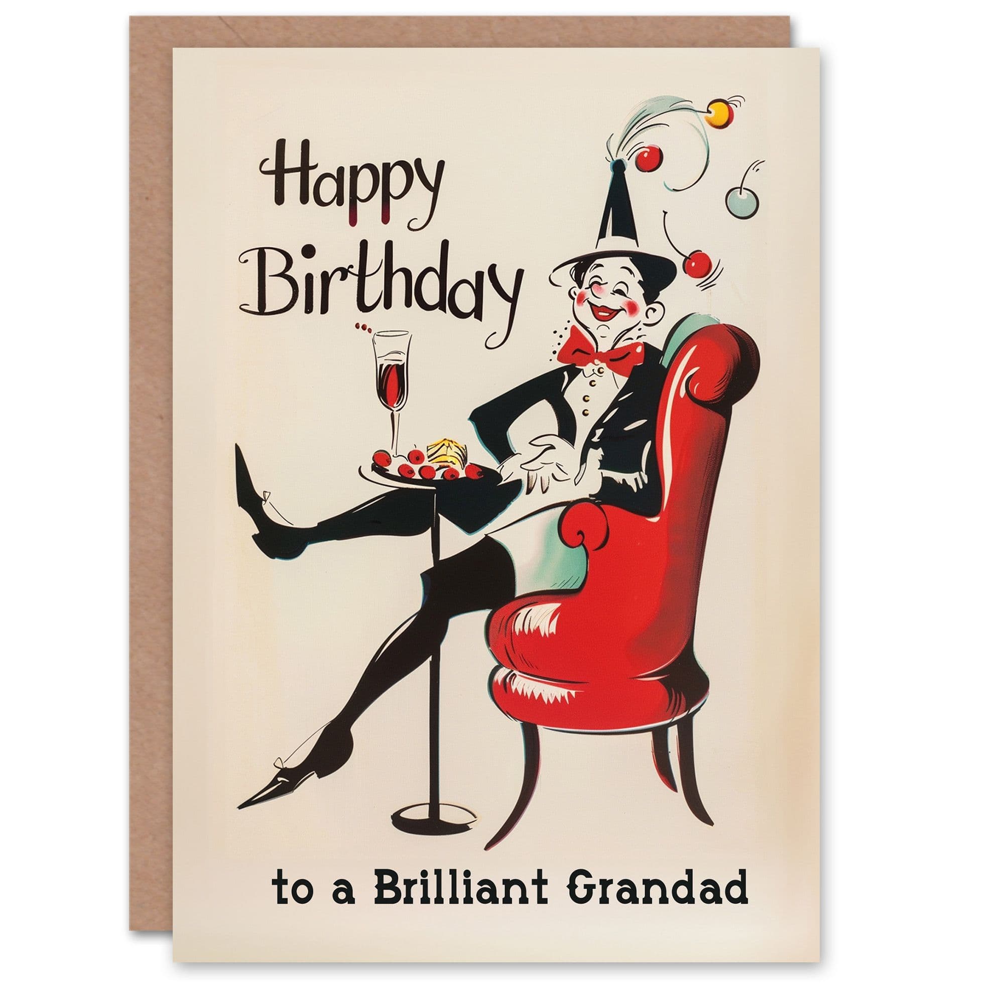 Happy Birthday Card to a Brilliant Grandad Laughing French Clown Party