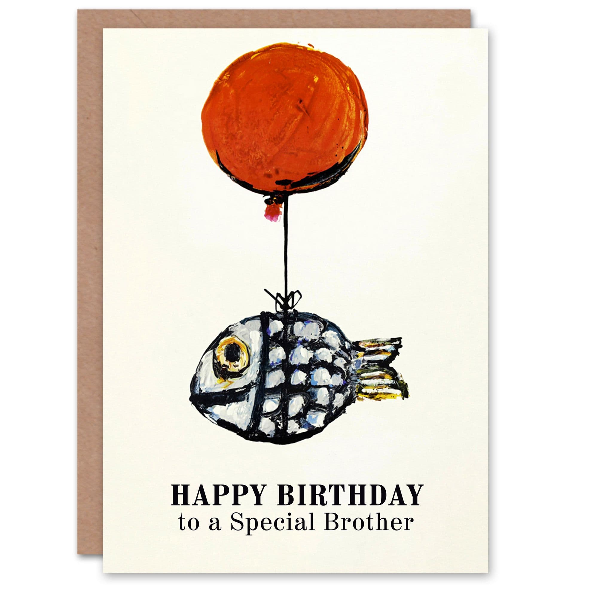 Happy Birthday Card to Special Brother Fun Balloon Fish Fishing Fisherman Angler