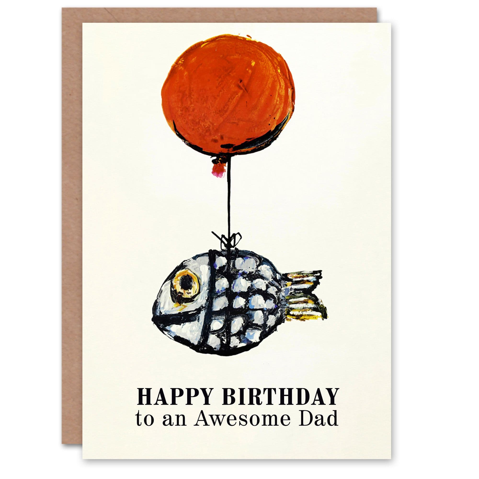 Happy Birthday Card to Awesome Dad Fun Balloon Fish Fishing Fisherman Angler