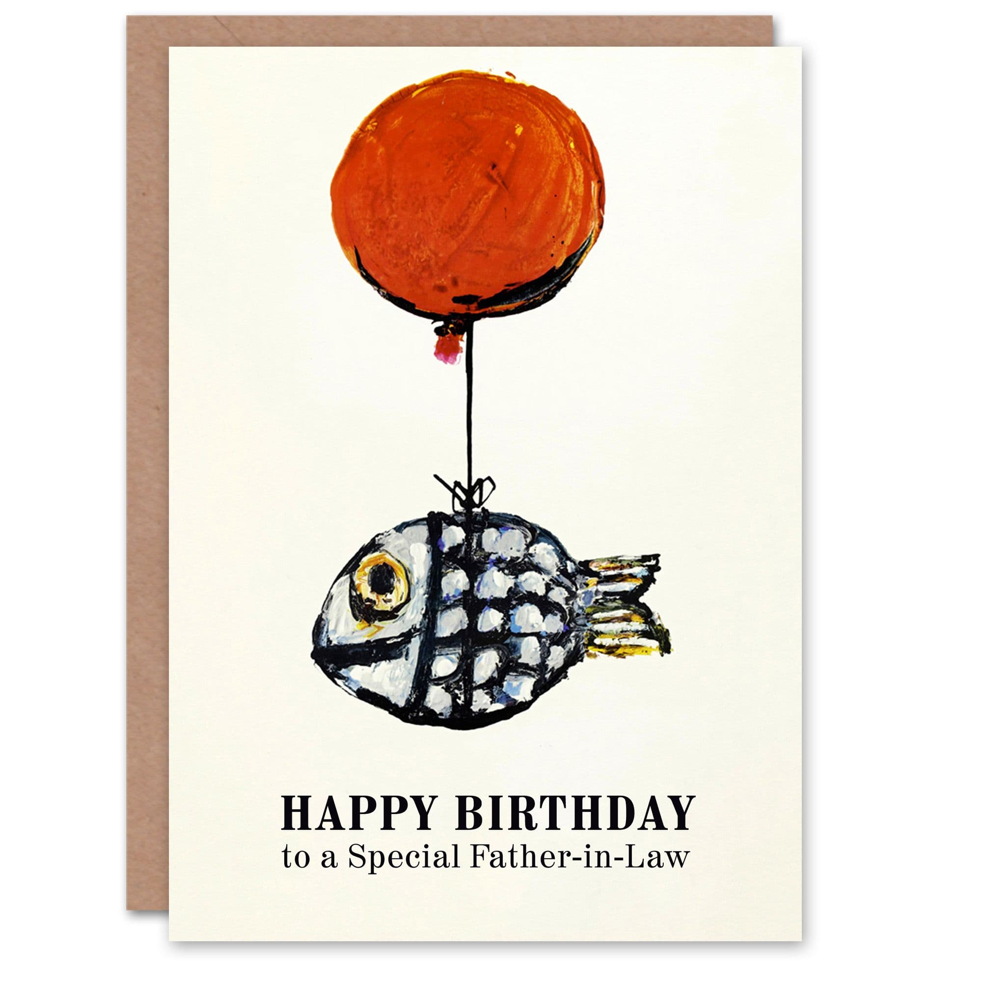 Happy Birthday Card to a Special Father-in-Law Fun Balloon Fish Fishing Fisherman Angler