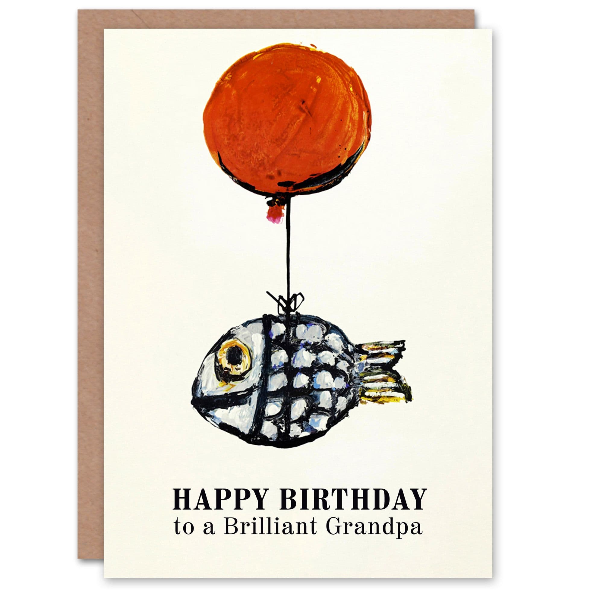 Happy Birthday Card to Brilliant Grandpa Fun Balloon Fish Fishing Fisherman Angler