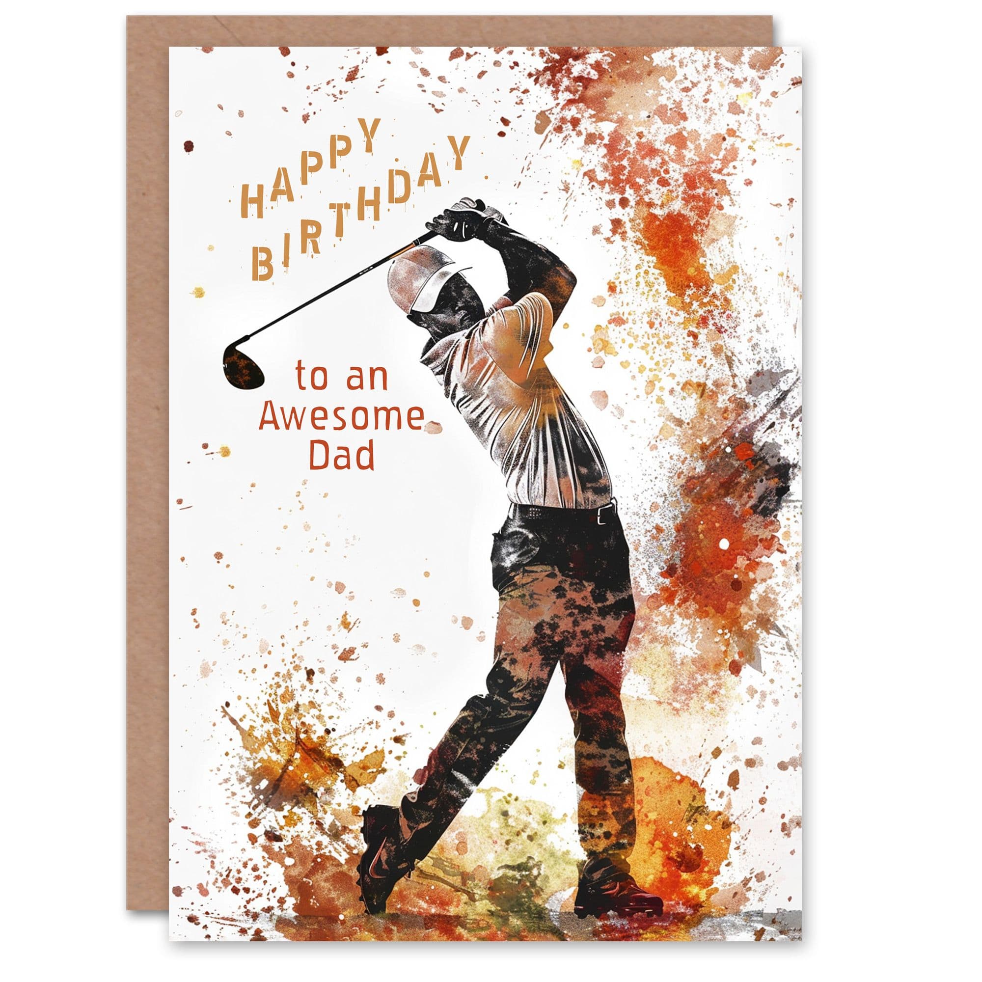 Happy Birthday Card to an Awesome Dad Golf Lover Tee Shot Driver Swing Golfing