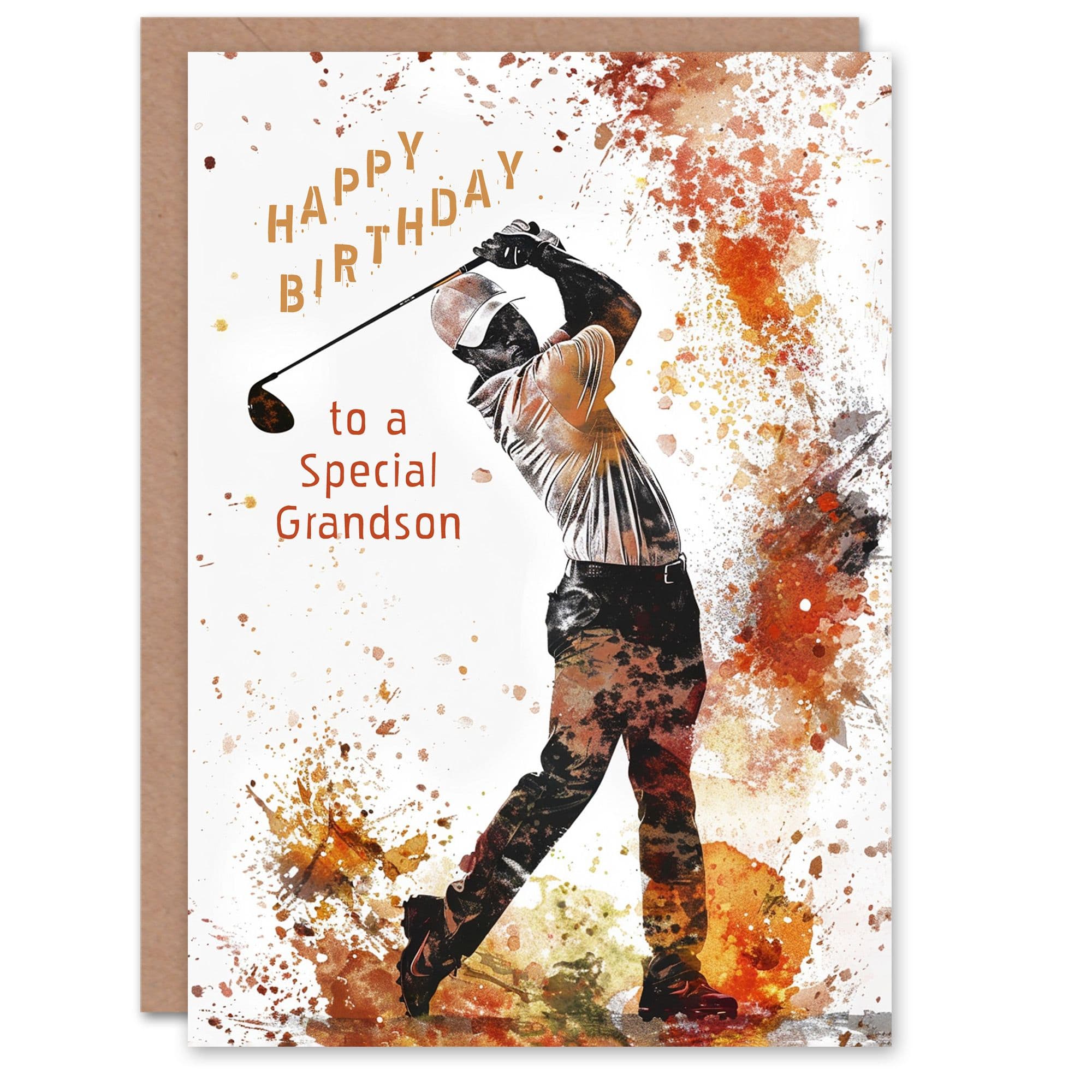 Happy Birthday Card to Special Grandson Golf Lover Tee Shot Driver Swing Golfing