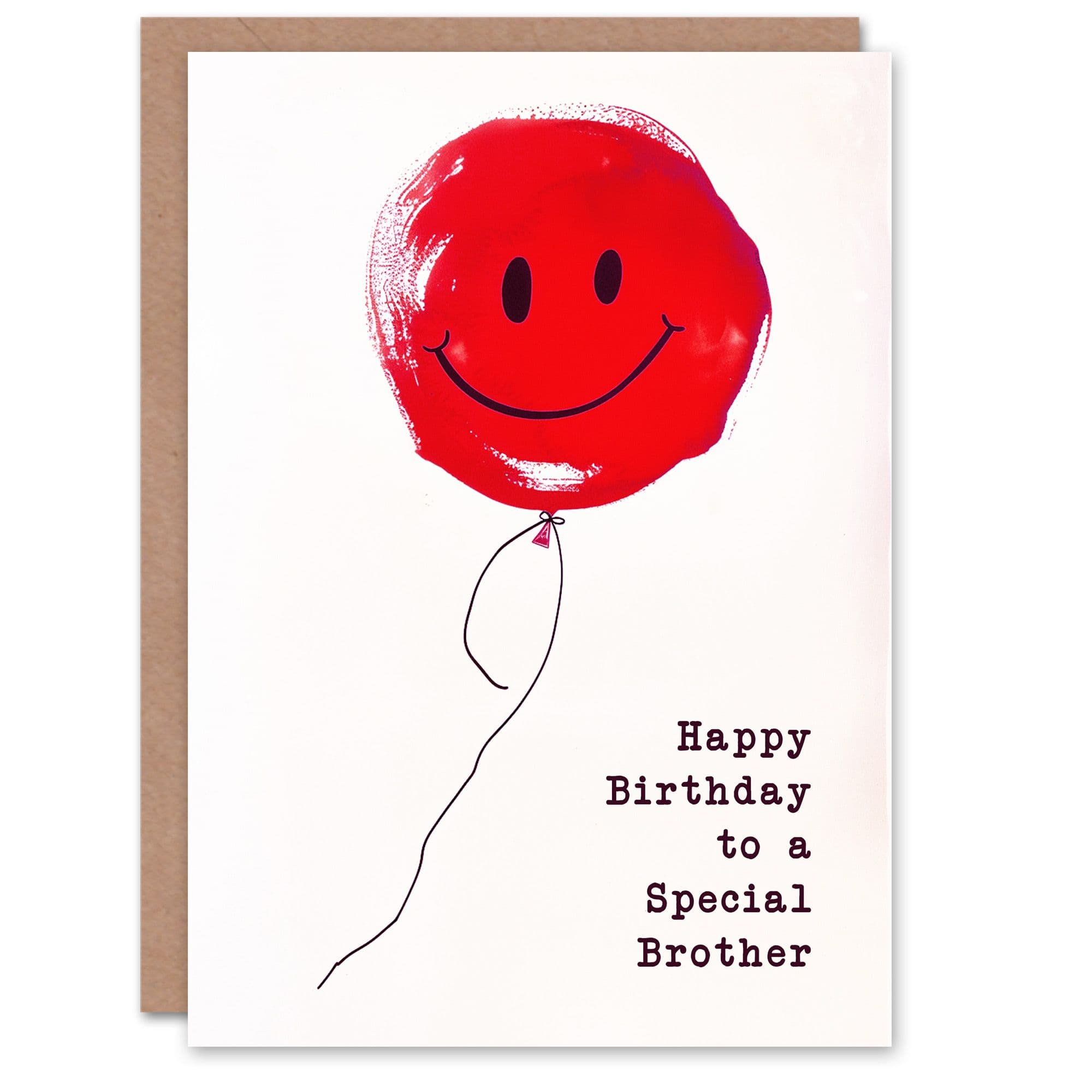 Happy Birthday Card to a Special Brother Simple Smiley Face Red Balloon Fun