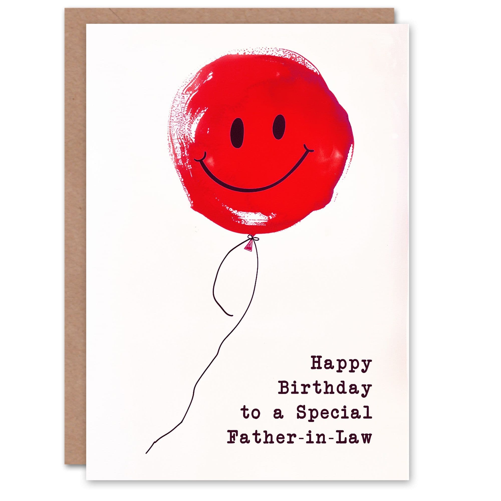 Happy Birthday Card to a Special Father-in-Law Simple Smiley Face Red Balloon Fun
