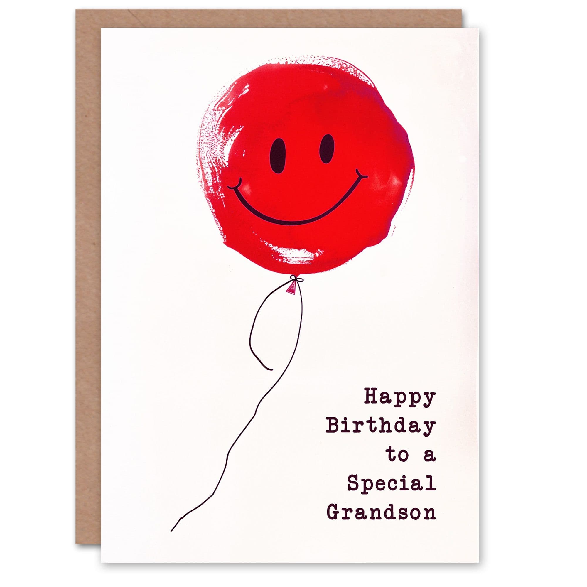 Happy Birthday Card to Special Grandson Simple Smiley Face Balloon Fun