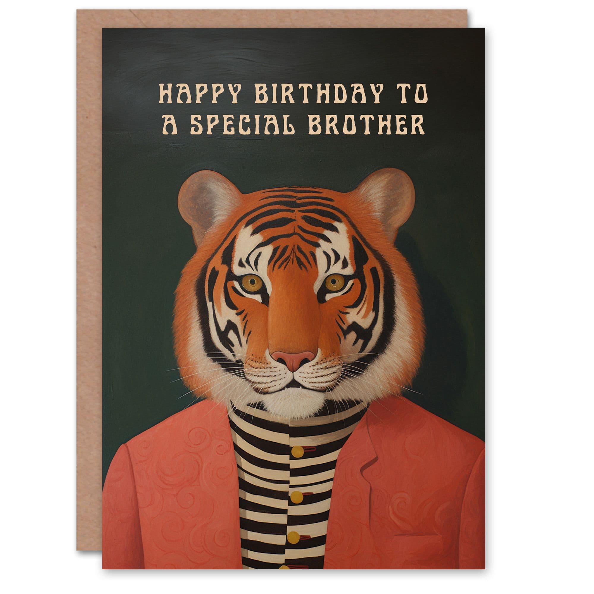 Happy Birthday Card to a Special Brother Dapper Tiger Cool Hipster Fashion Fun