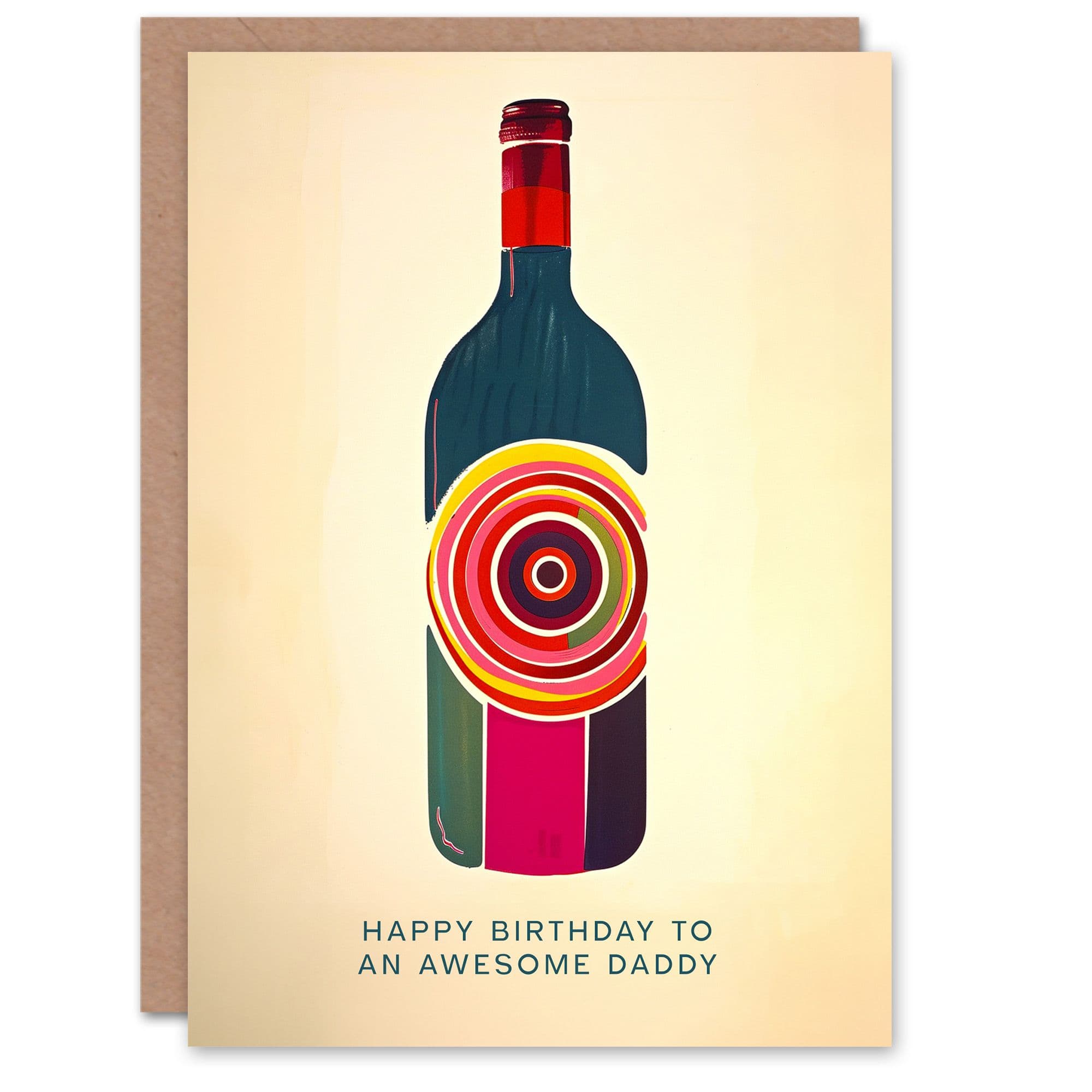 Happy Birthday Card to Awesome Daddy Red Wine Lover Art Bottle