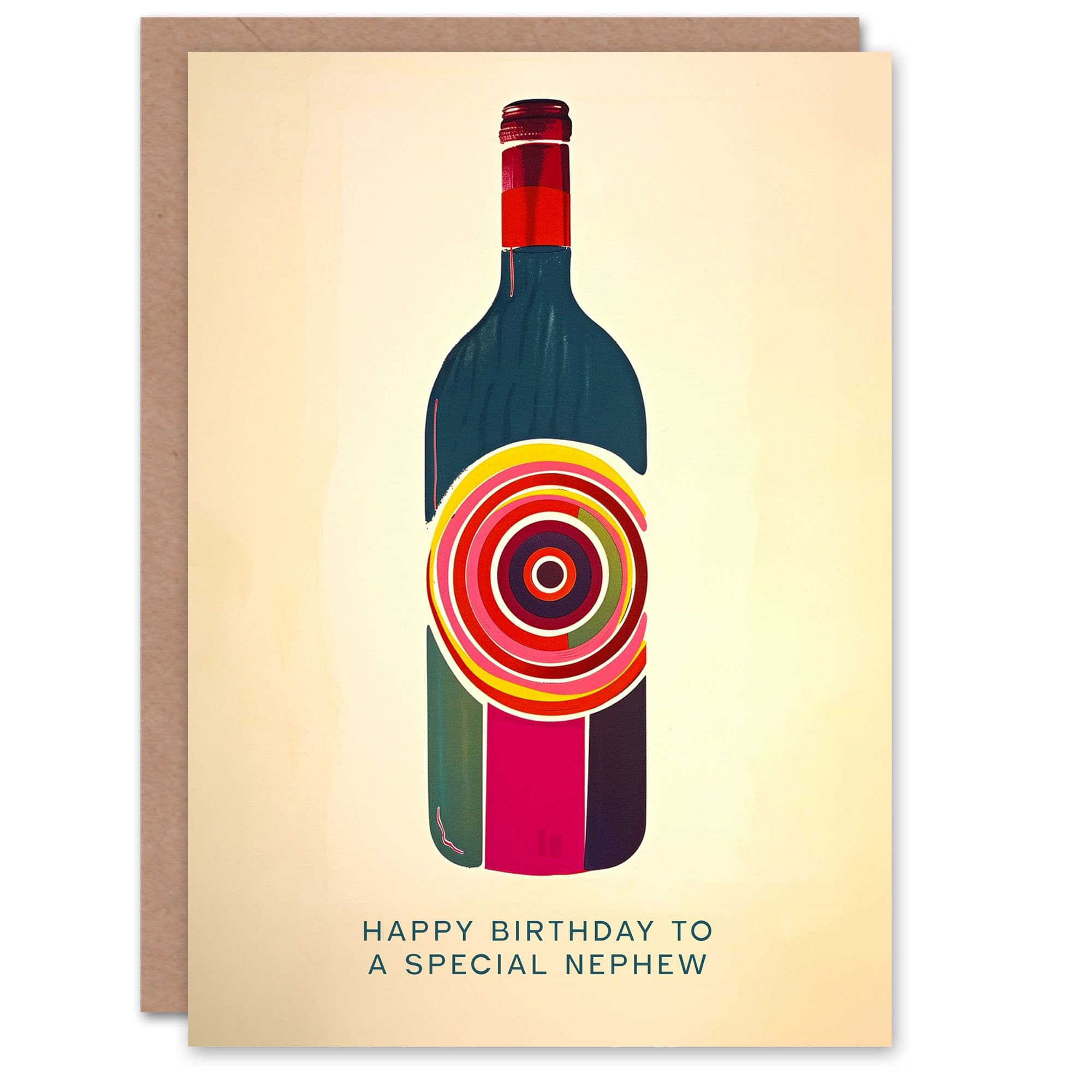 Happy Birthday Card to a Special Nephew Red White Wine Lover Art Bottle