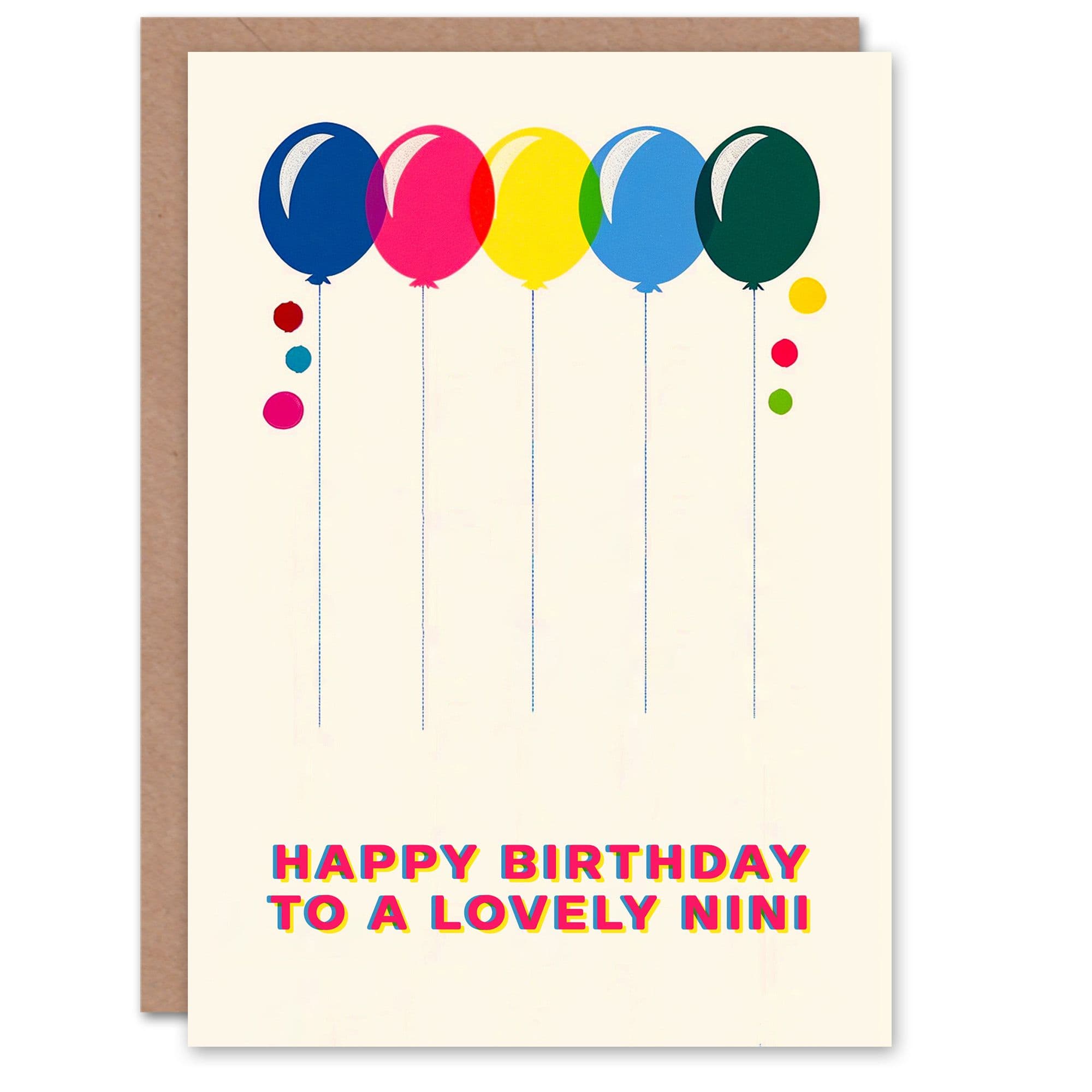 Happy Birthday to a Lovely Nini Colourful Balloons Rainbow Non Binary Gender Neutral Card